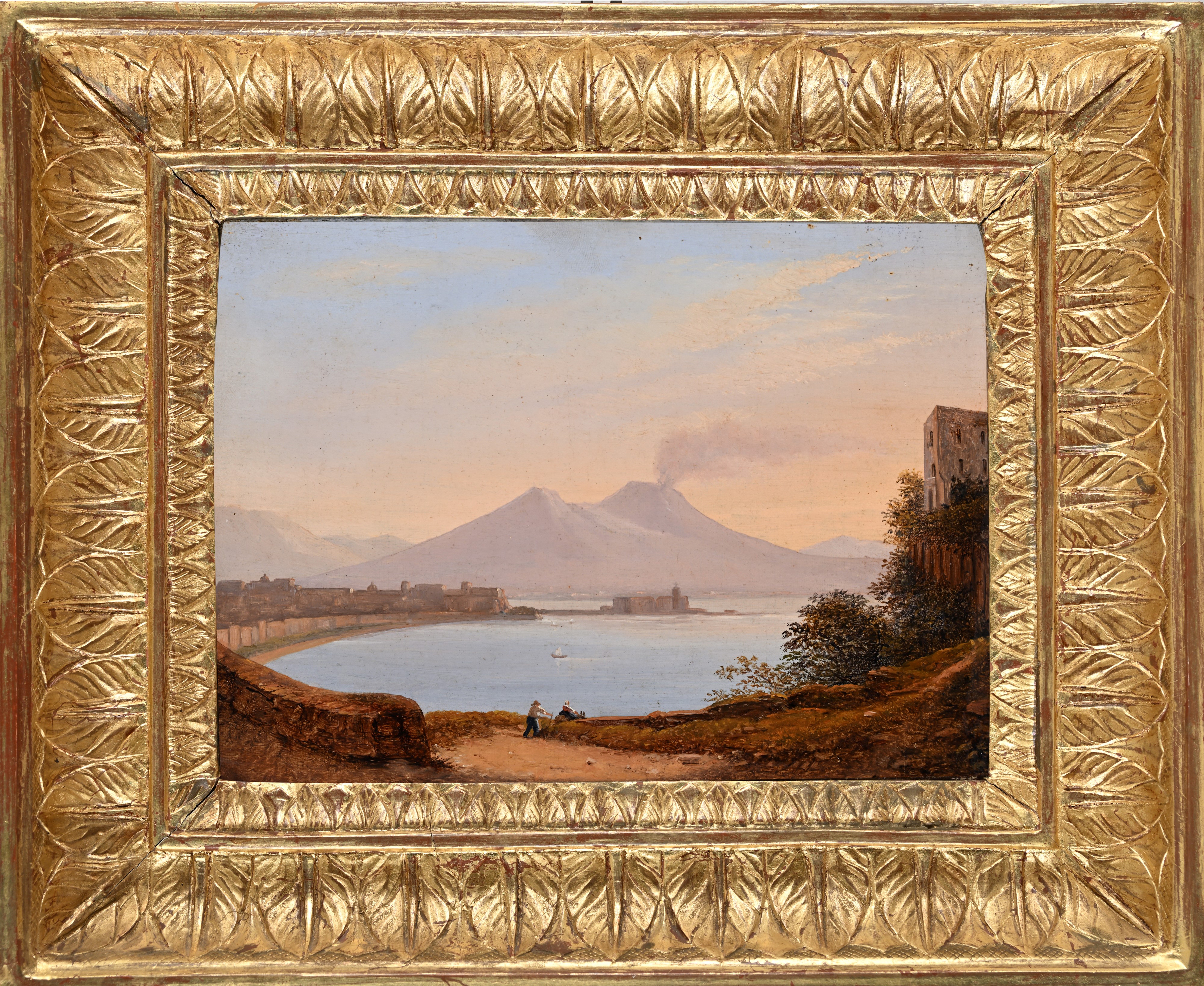 Napoli, veduta da Posillipo con il Vesuvio in eruzione