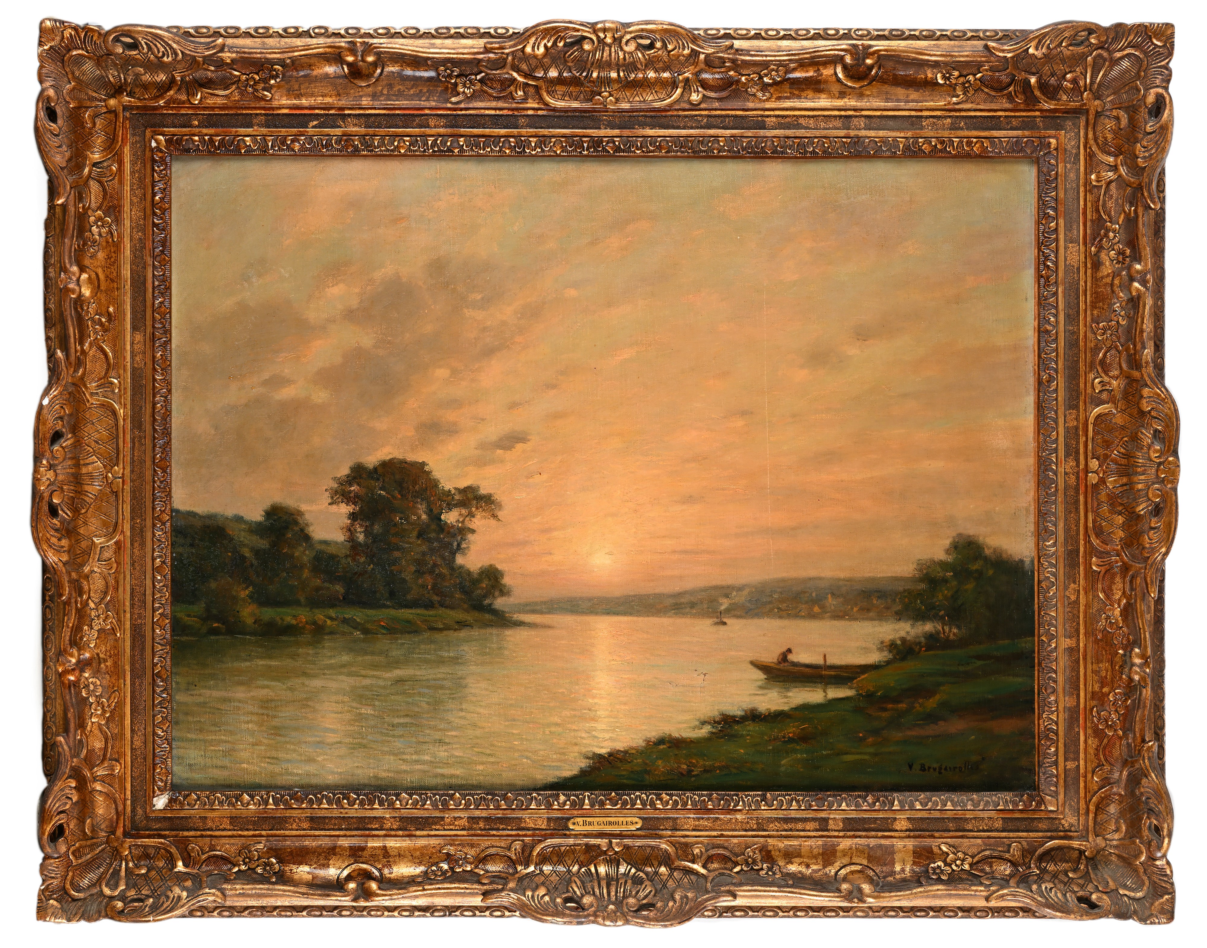 Victor Brugairolles - Luci sul fiume, olio su tela