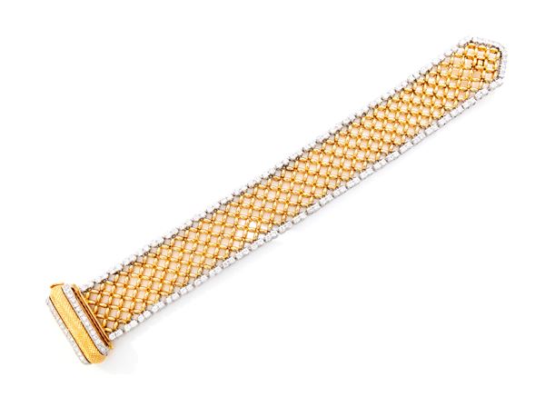 Bracciale a giarrettiera in oro e brillanti
