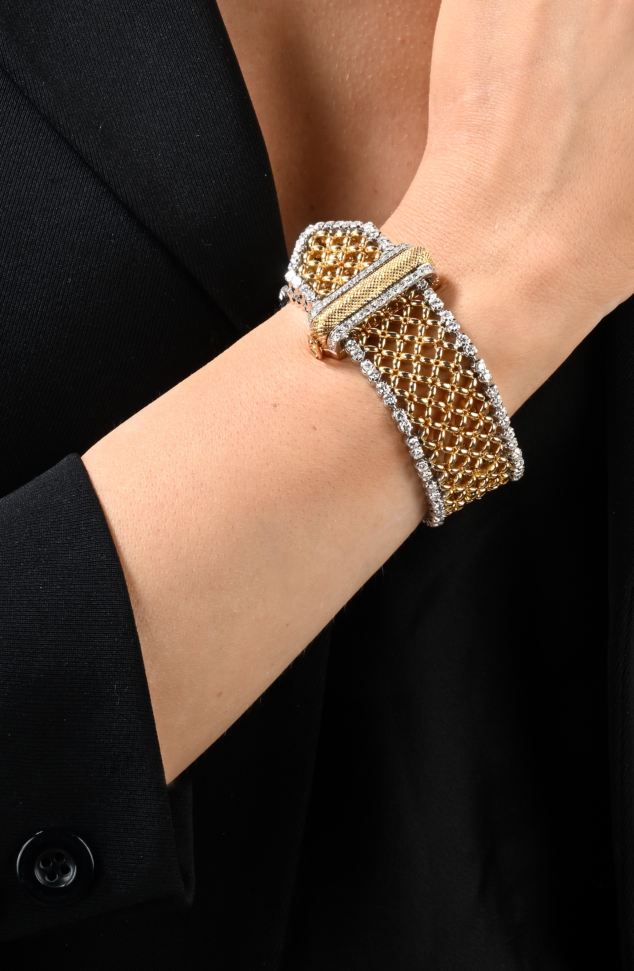 Bracciale a giarrettiera in oro e brillanti