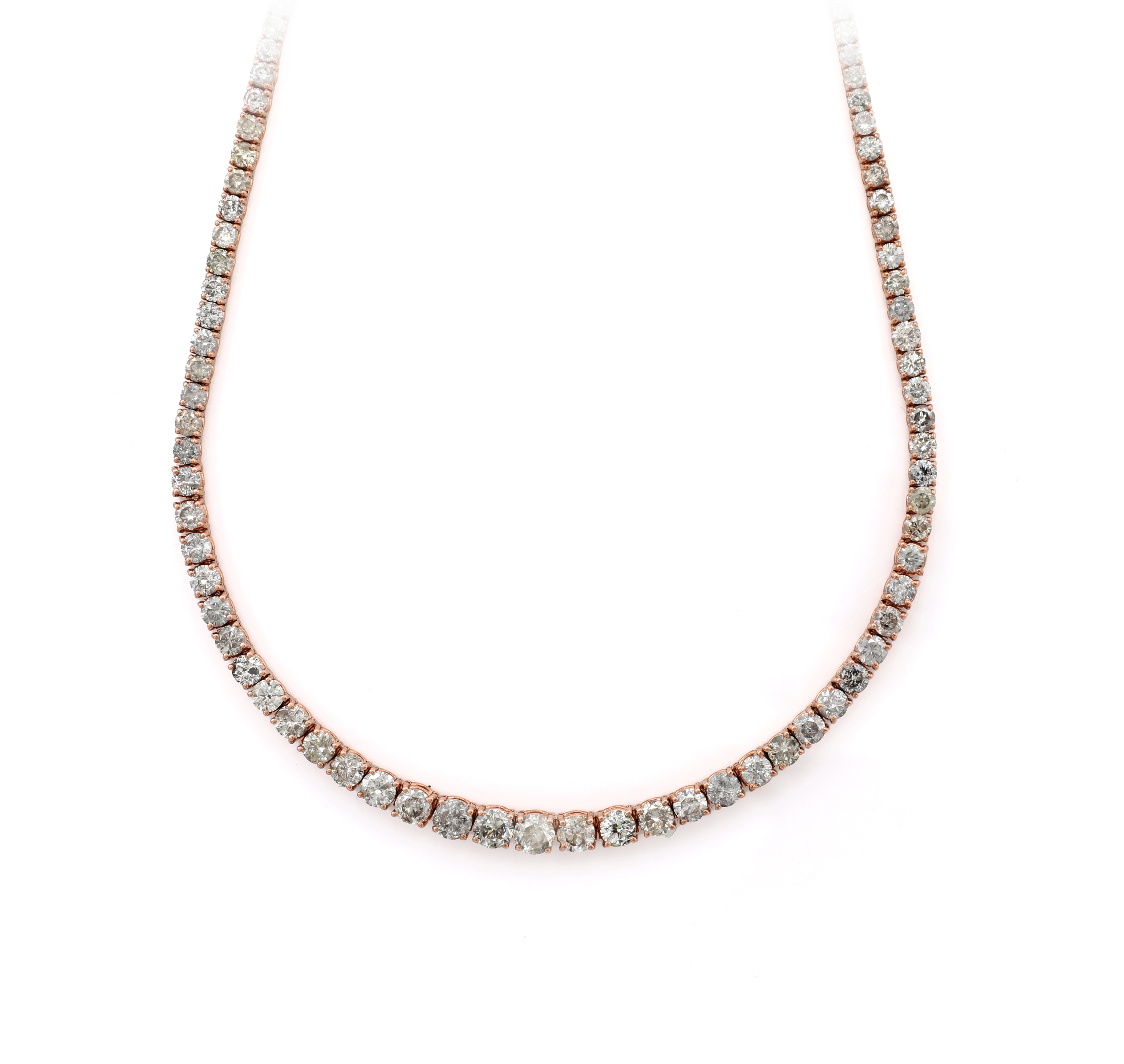 Girocollo tennis in oro rosa 750/000 con diamanti rotondi brillanti (ct 25,20)