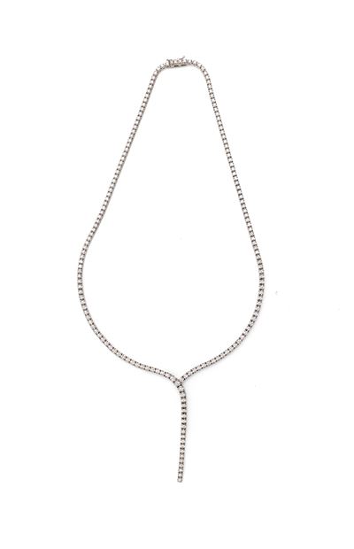 Girocollo tennis in oro bianco 750/000 con diamanti rotondi brillanti