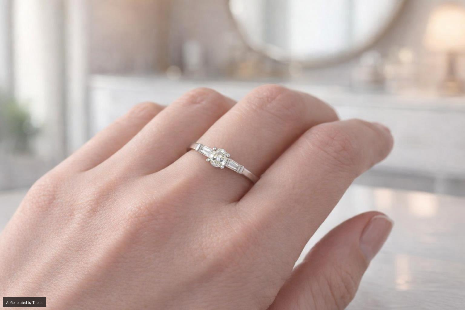 Bulgari, anello in platino con brillante solitario e diamanti