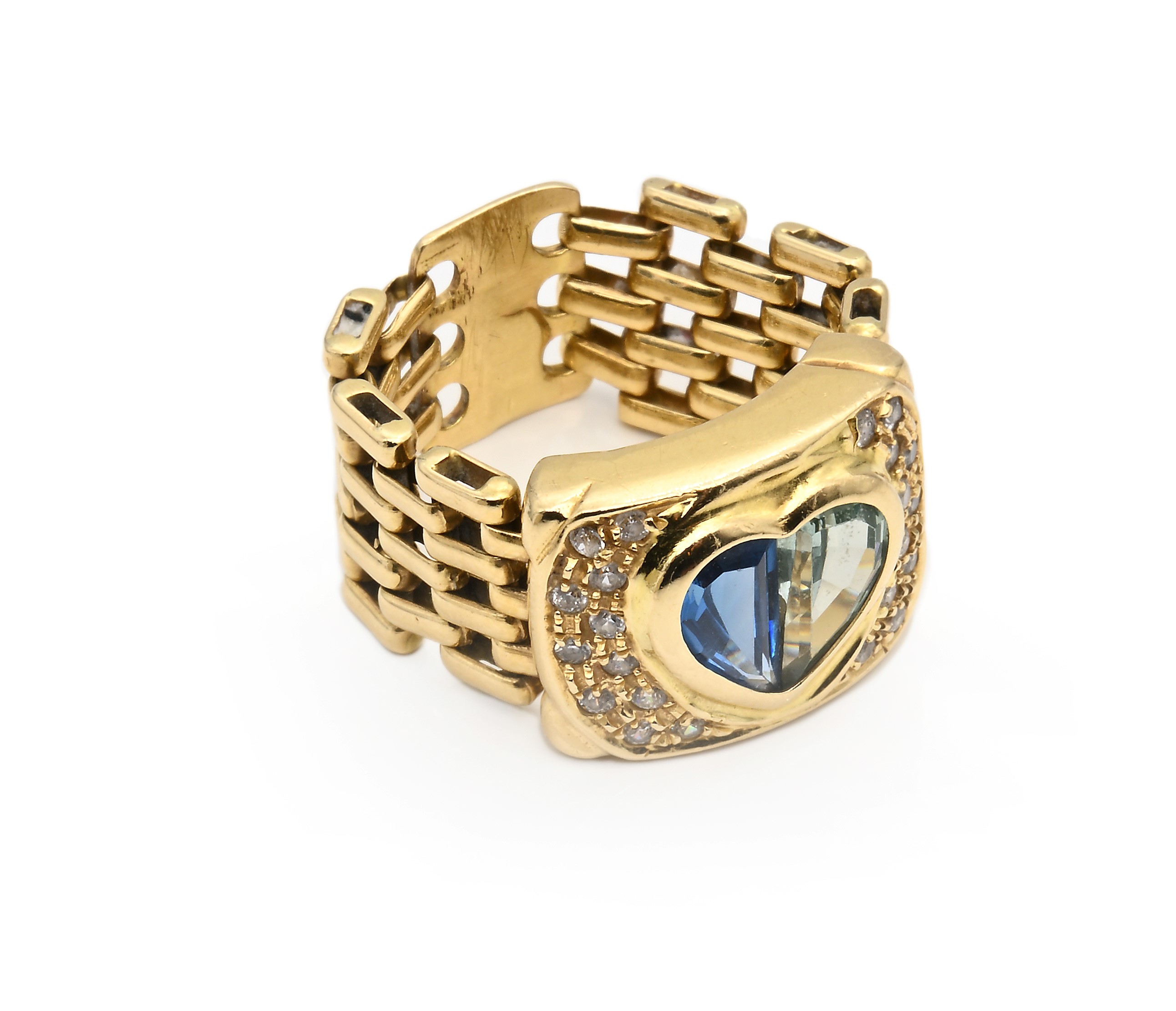 Anello in oro giallo 750/000 con topazio, peridoto e brillanti