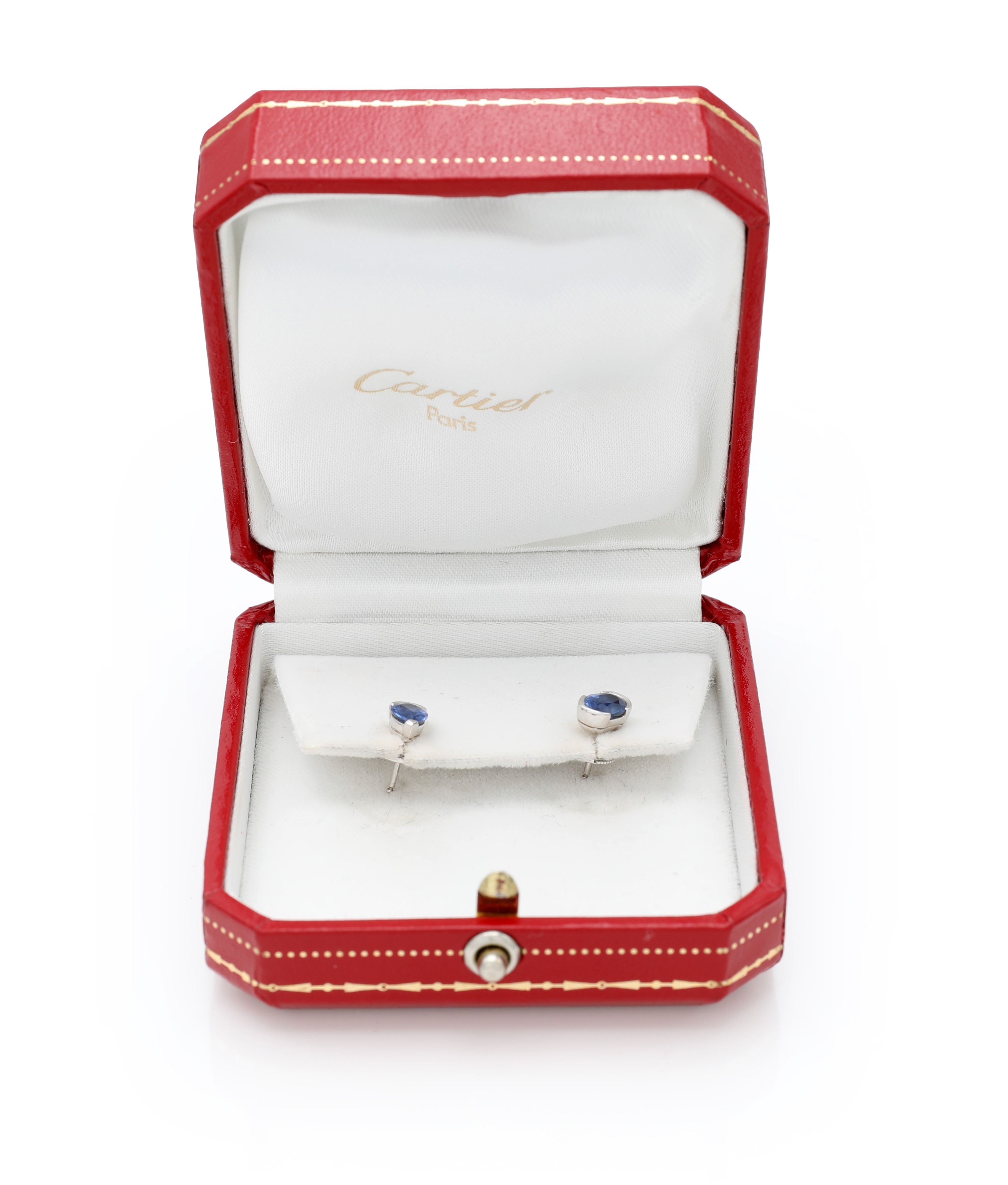 Cartier, Orecchini in oro bianco e zaffiri