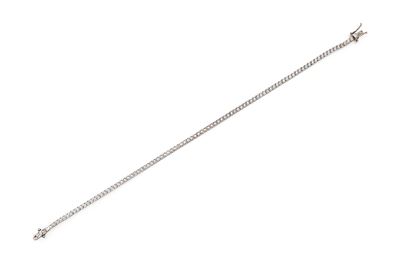 Bracciale tennis in oro bianco 750/000 e diamanti, diamanti rotondi brillanti ct 1 ca., lunghezza...