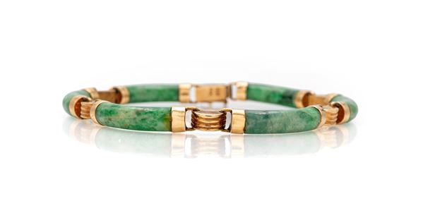 Bracciale in oro e giada