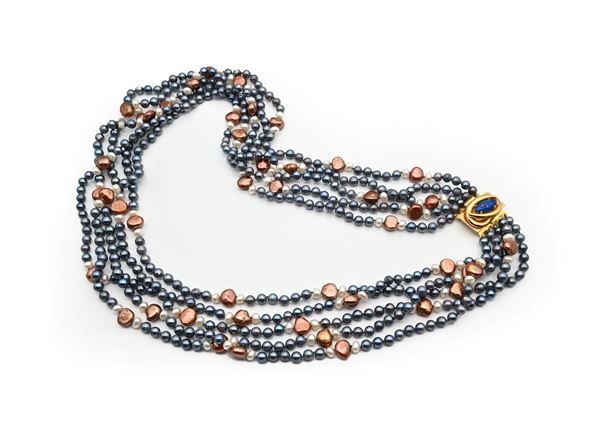 Collana in perle d'acqua dolce multicolor