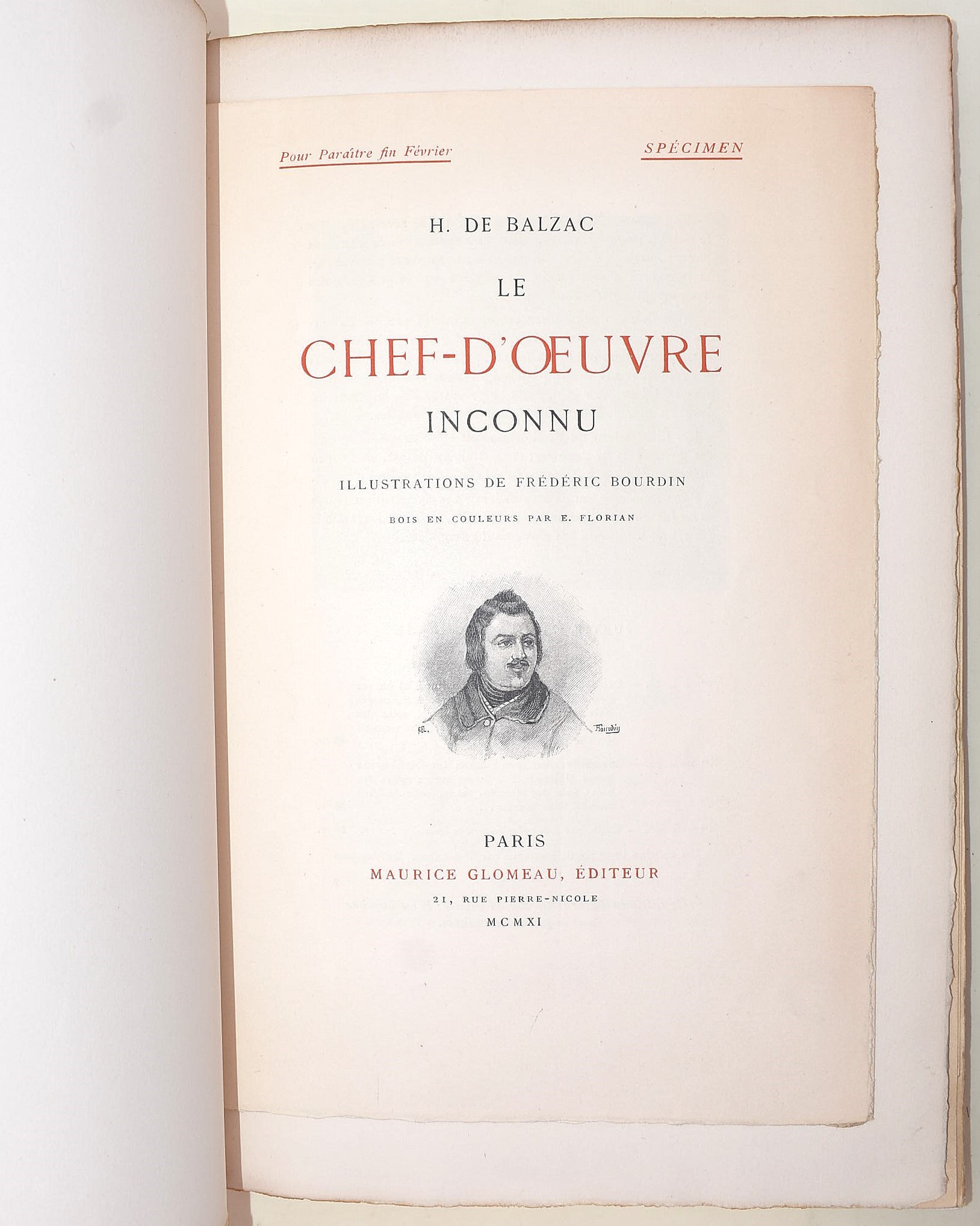 [iniziali e nota autografa Glomeau] de Balzac, Honoré: Chef-D'Œuvre, 1911 - n. 2/500