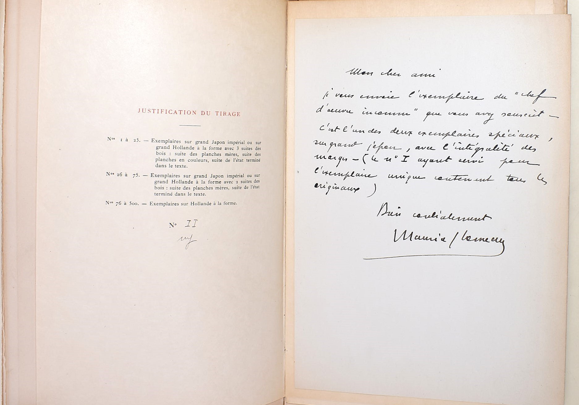 [iniziali e nota autografa Glomeau] de Balzac, Honoré: Chef-D'Œuvre, 1911 - n. 2/500