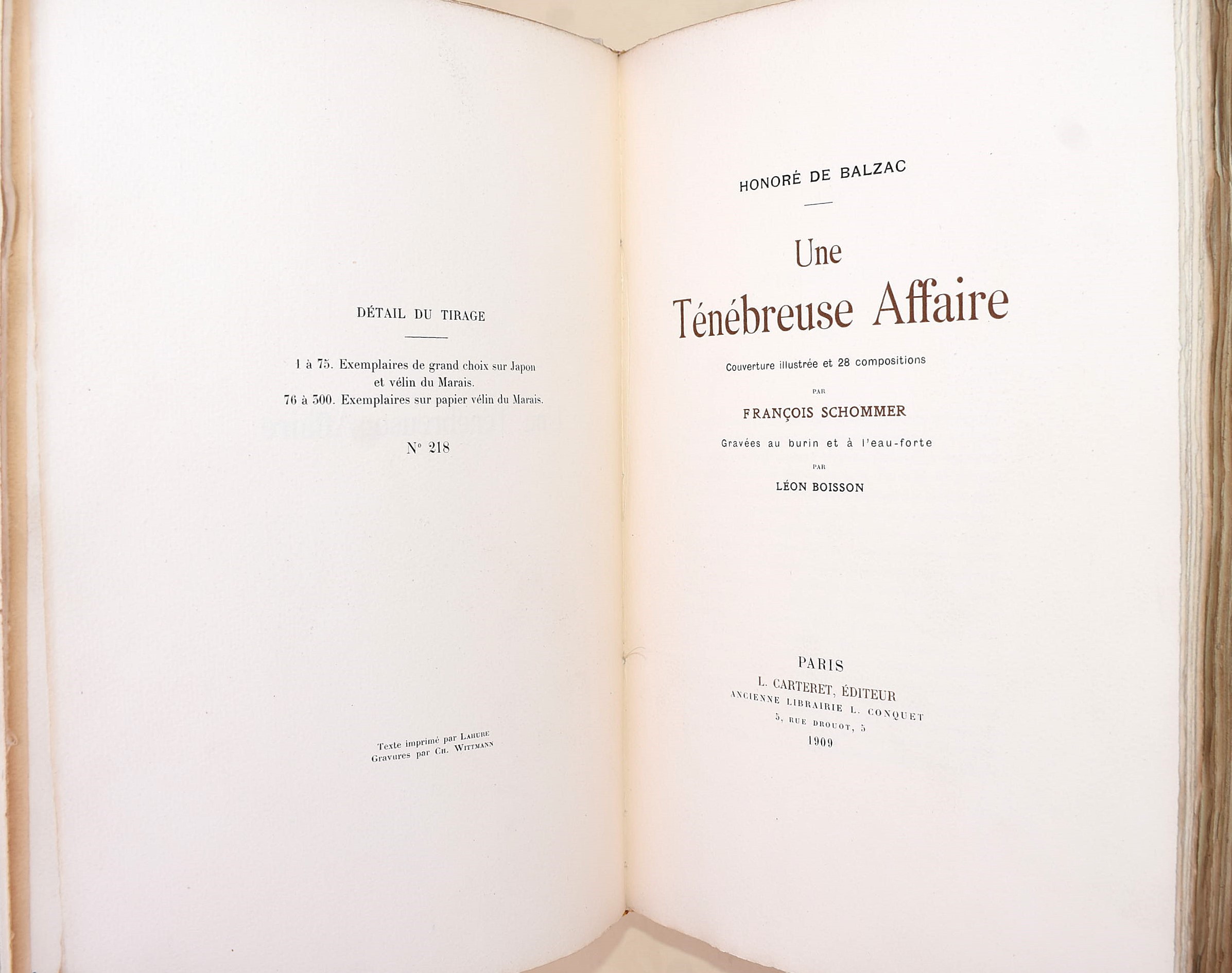 de Balzac, Honoré: Une ténébreuse affaire, 1909 - n. 218/300