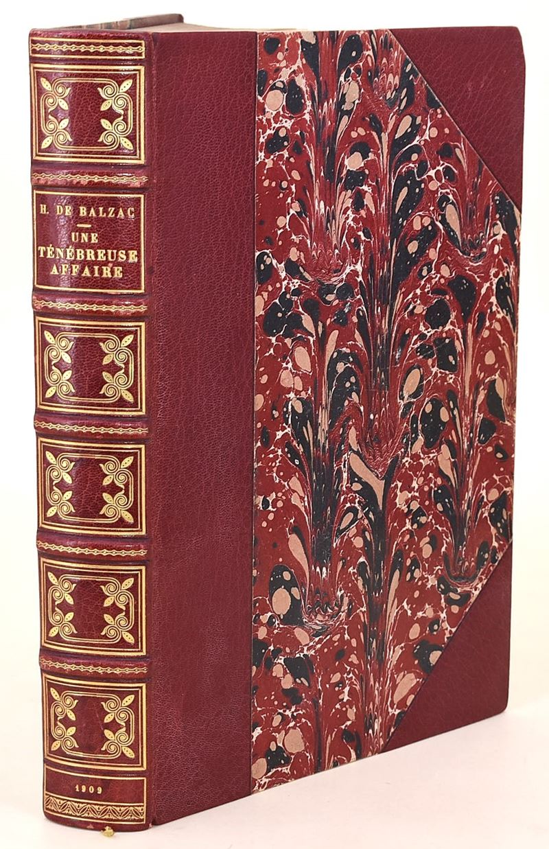 Honoré de Balzac, Une Ténébreuse Affaire, 1909, incisioni in due stati da Léon Boisson e Français...