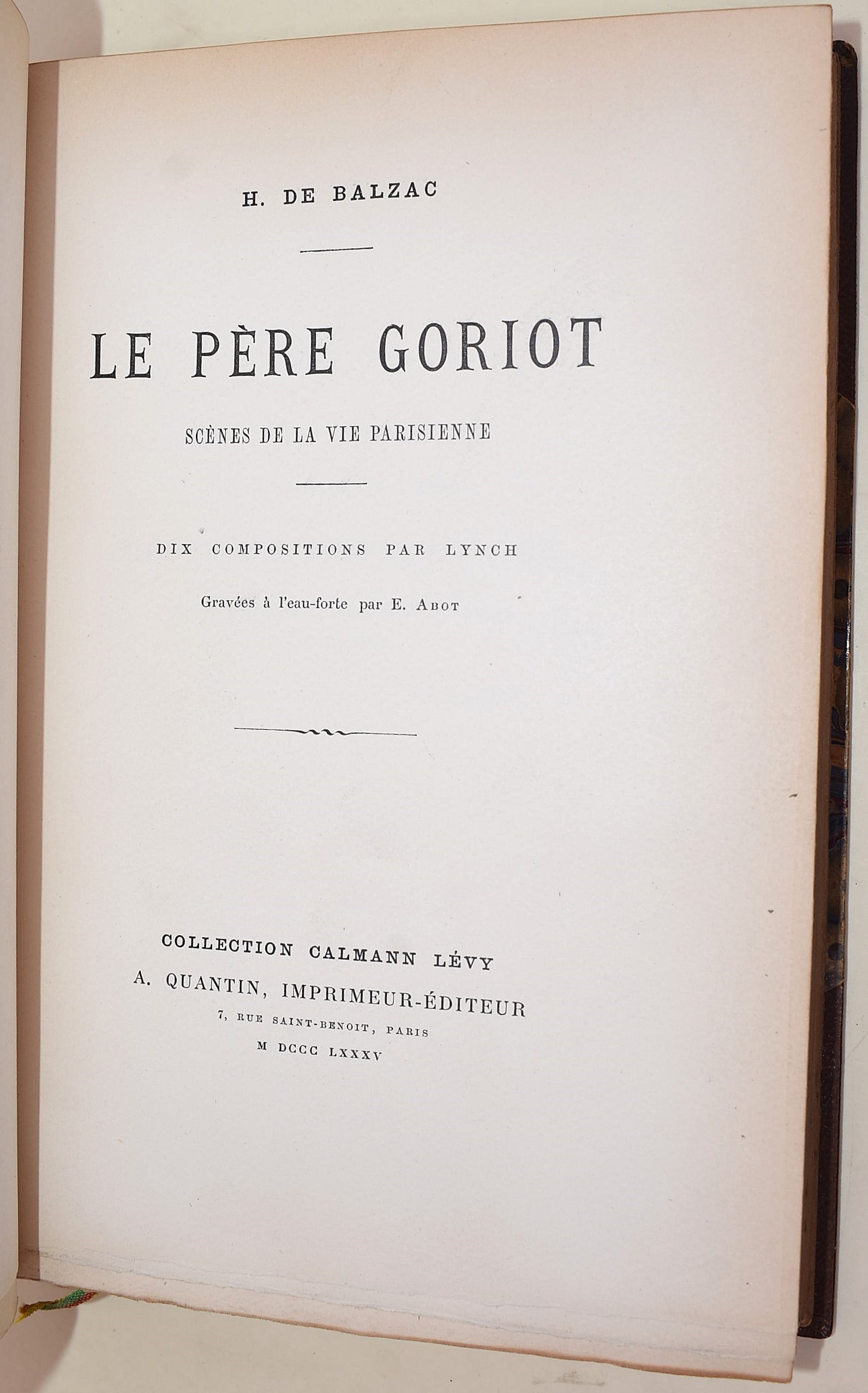 de Balzac, Honoré: Le Père Goriot, 1885