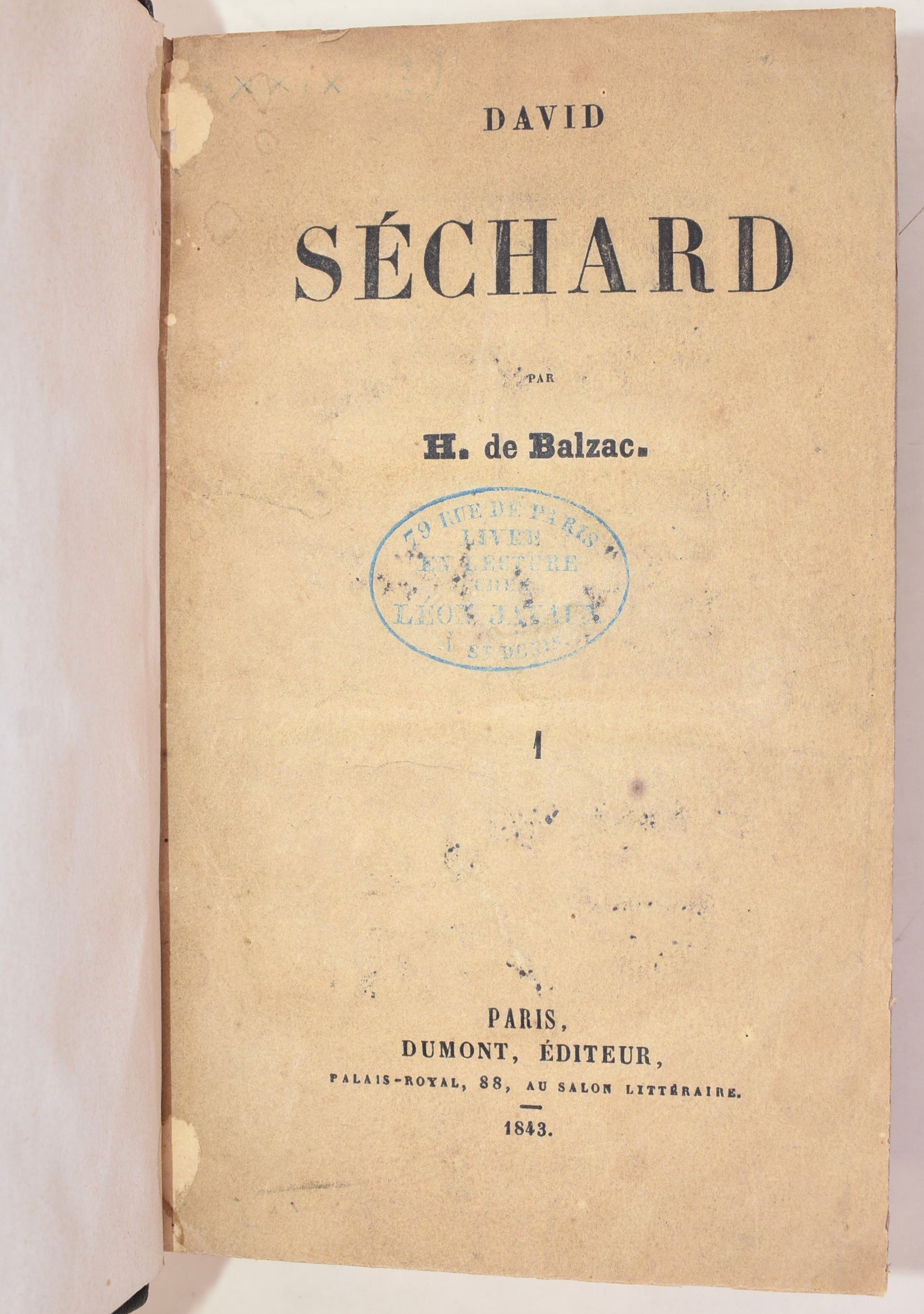 de Balzac, Honoré: David Séchard, 1843