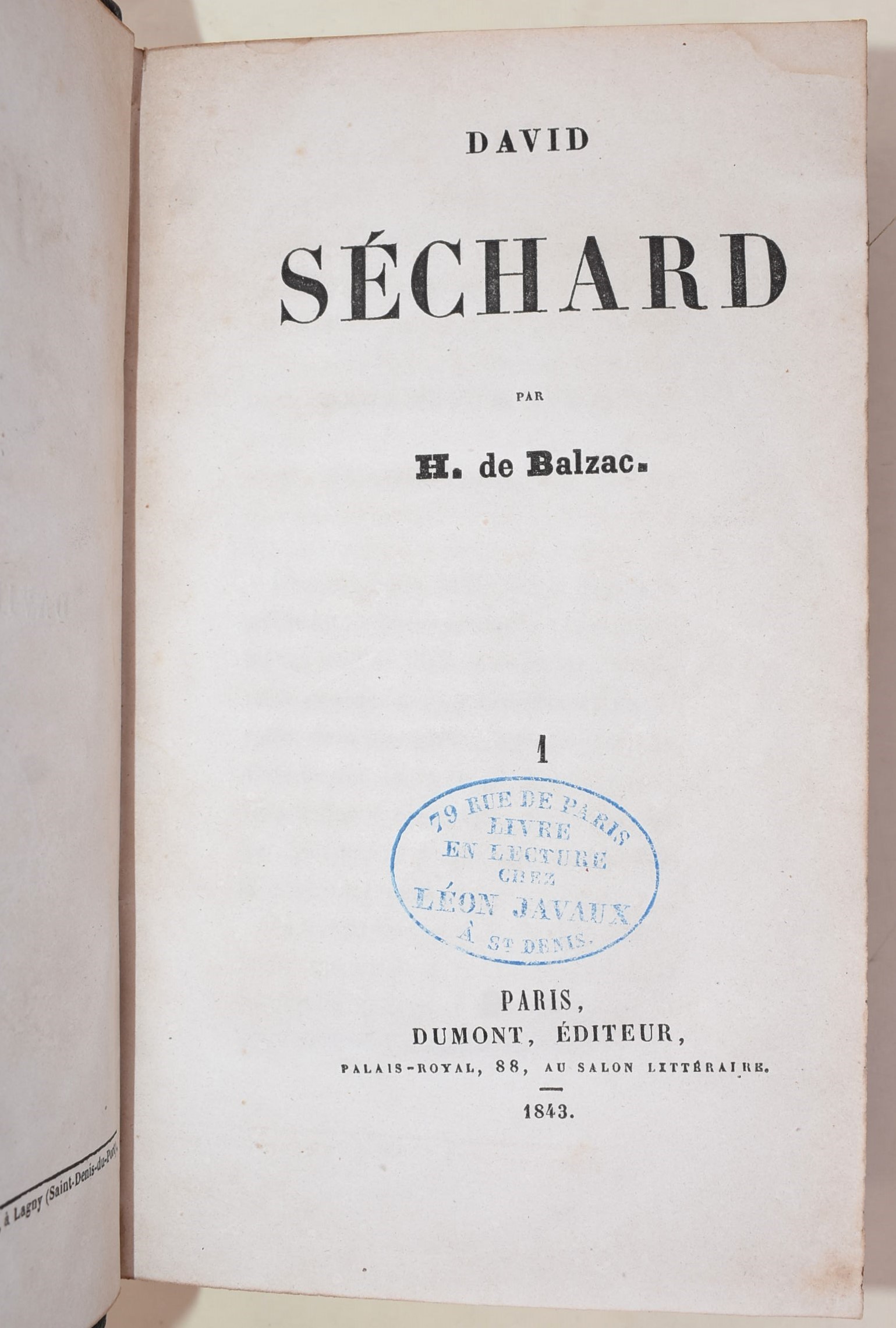 de Balzac, Honoré: David Séchard, 1843
