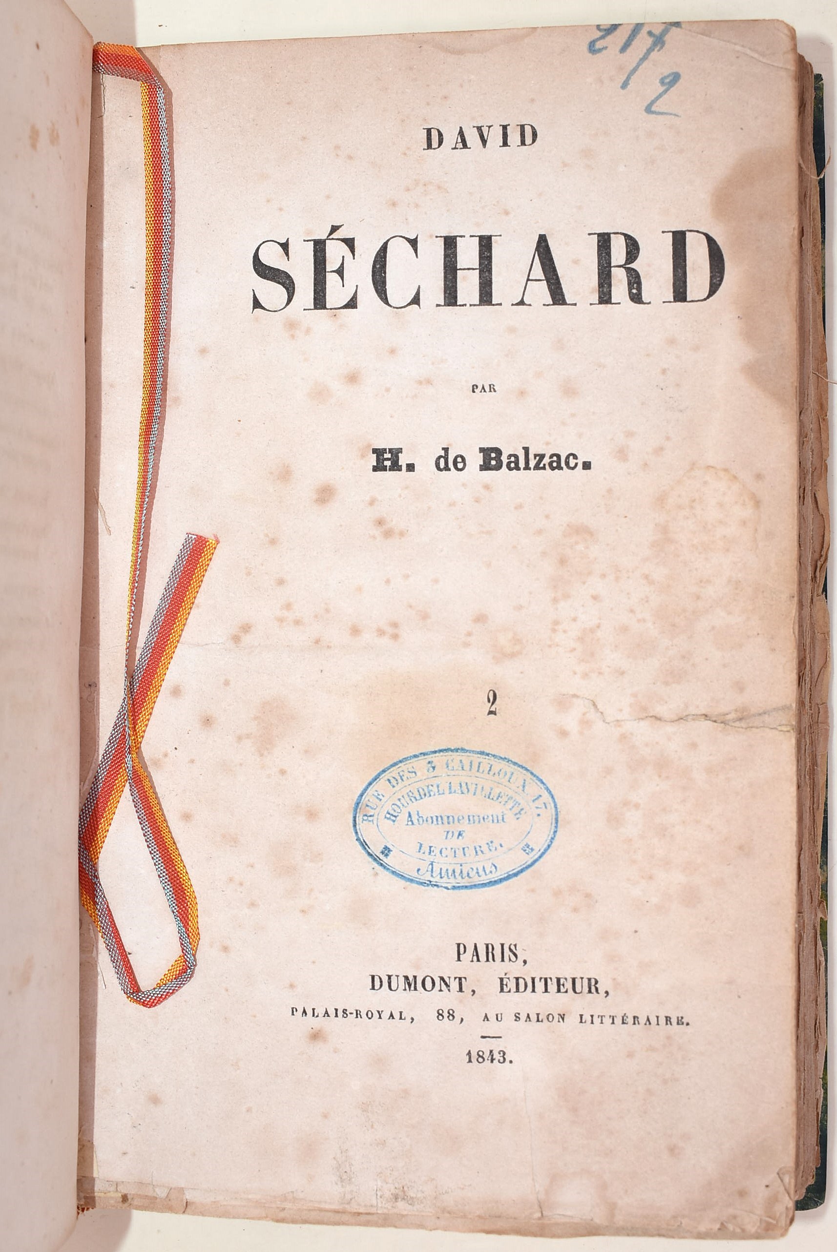 de Balzac, Honoré: David Séchard, 1843