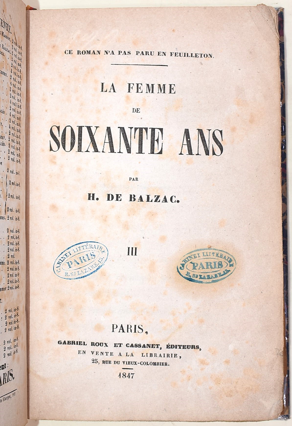 de Balzac, Honoré: Le femme de soixante ans, 1847