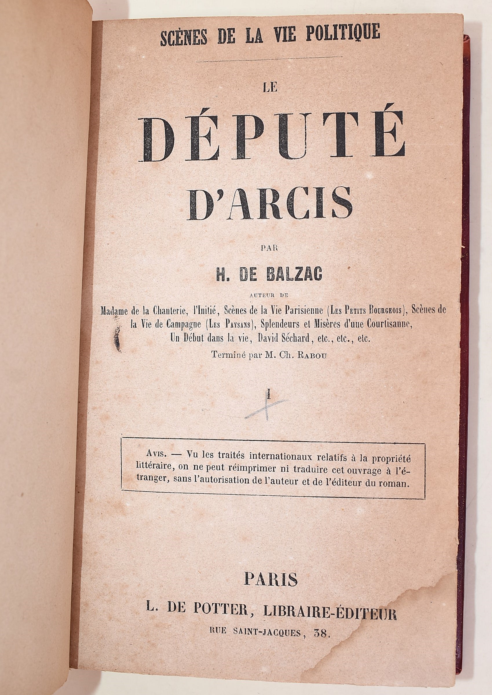 de Balzac, Honoré: Le Députe d'Arcis (non datato)