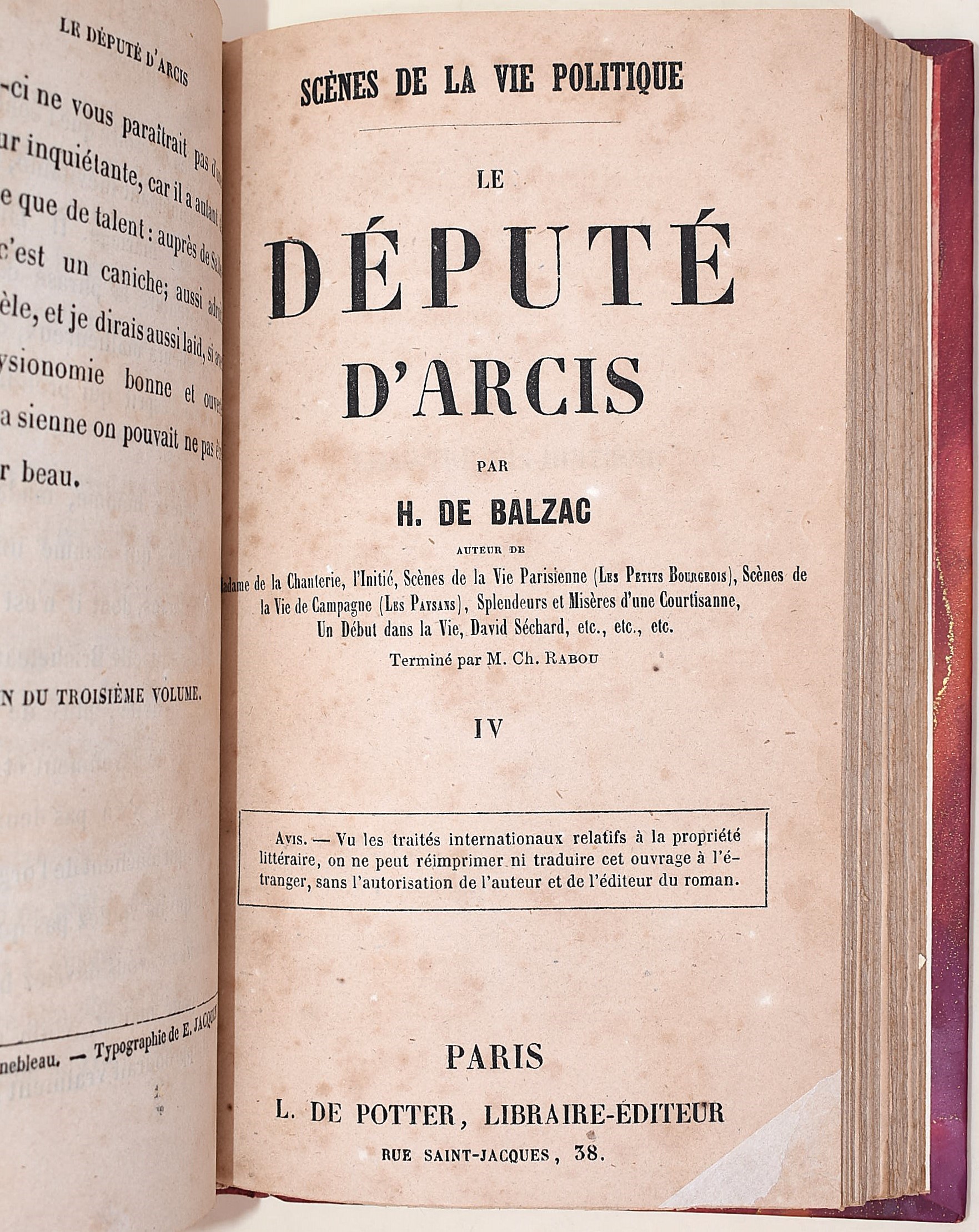 de Balzac, Honoré: Le Députe d'Arcis (non datato)