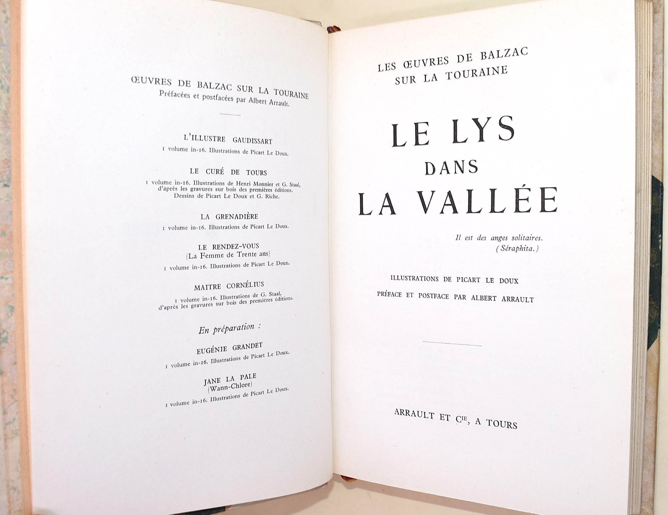 de Balzac, Honoré: Œuvres de Balzac sur la Touraine, 1946-1947