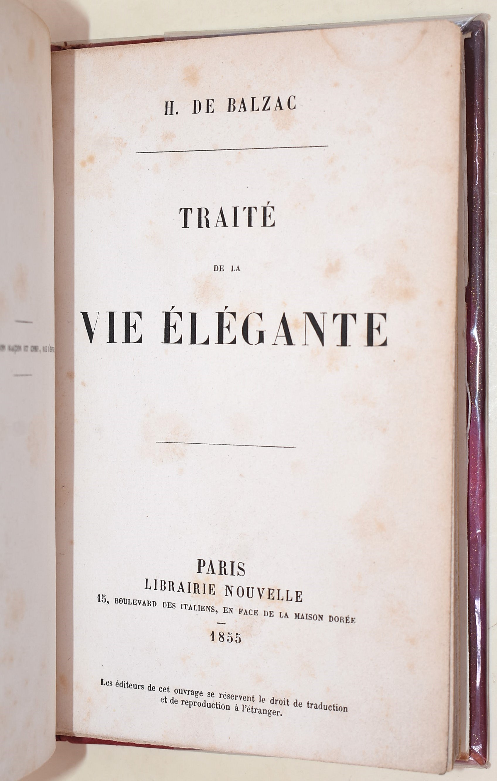 de Balzac, Honoré: Traité de la Vie Élégante, 1855