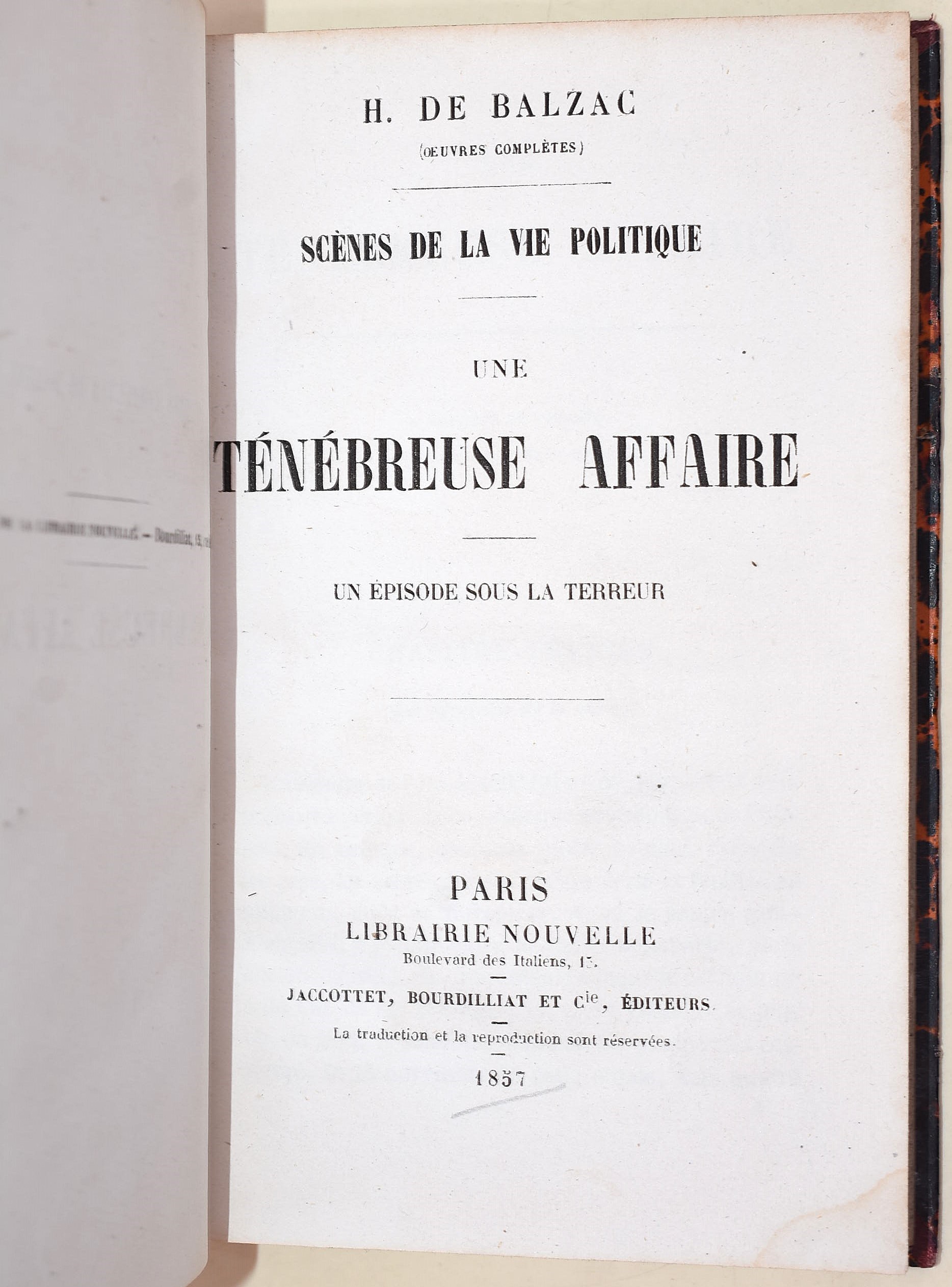 de Balzac, Honoré: Une Ténébreuse Affaire, 1857