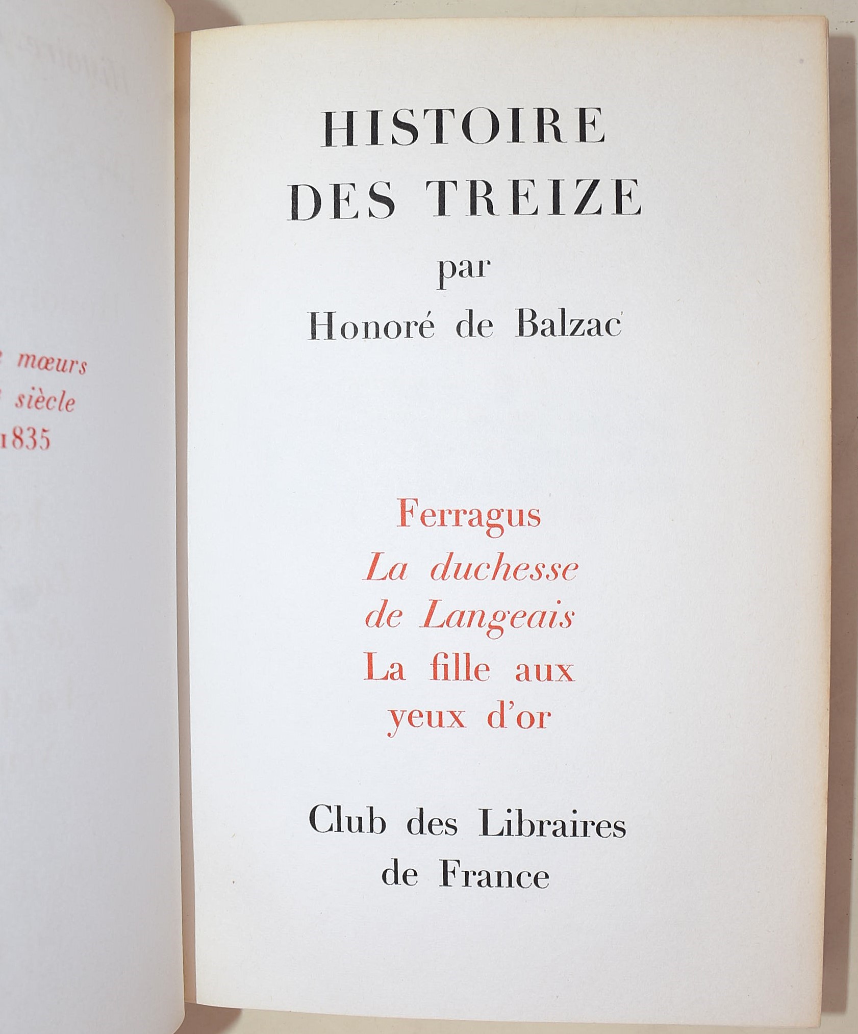 de Balzac, Honoré: Histoire des Treize, 1963