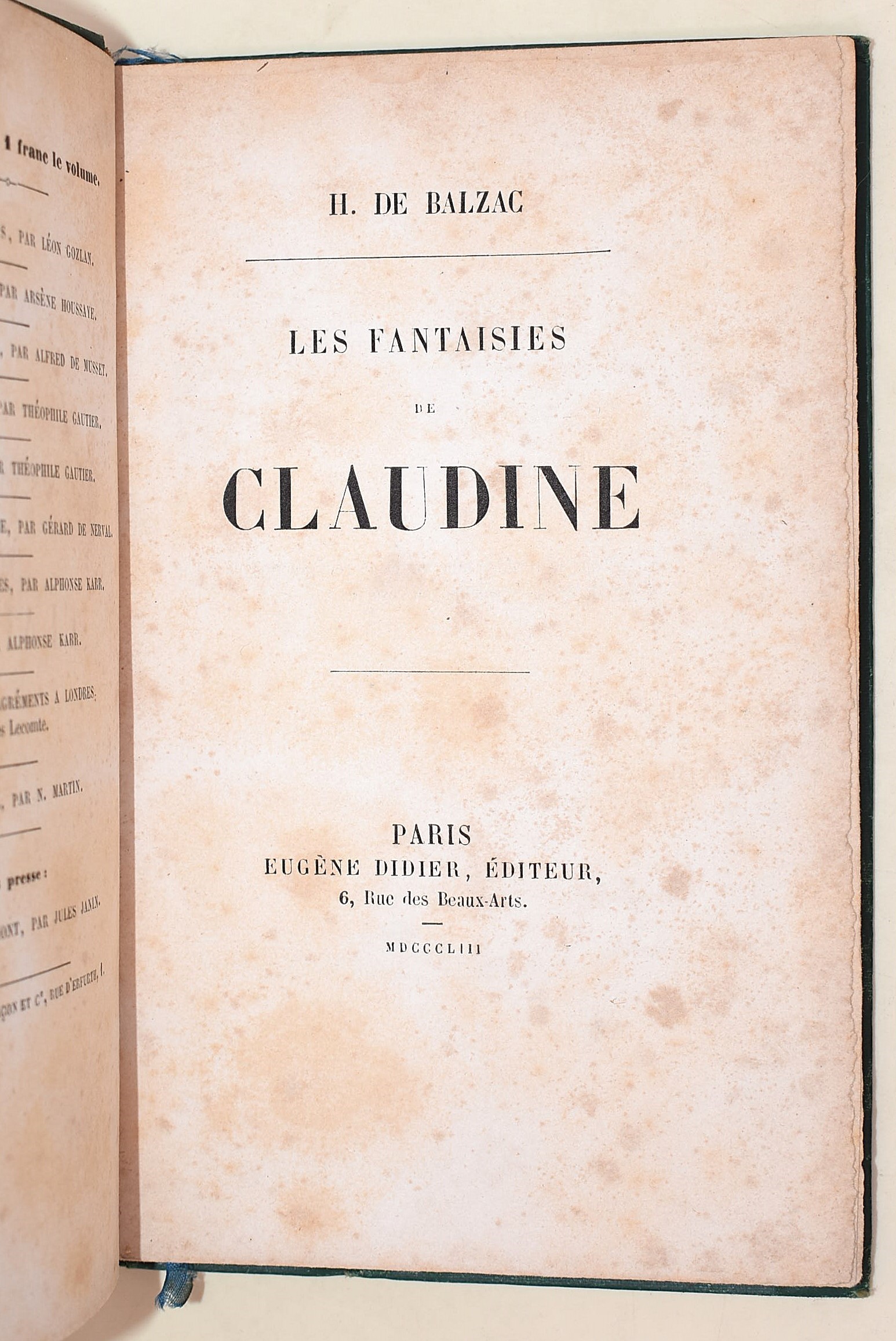 de Balzac, Honoré: Les Fantaisies de Claudine, 1853
