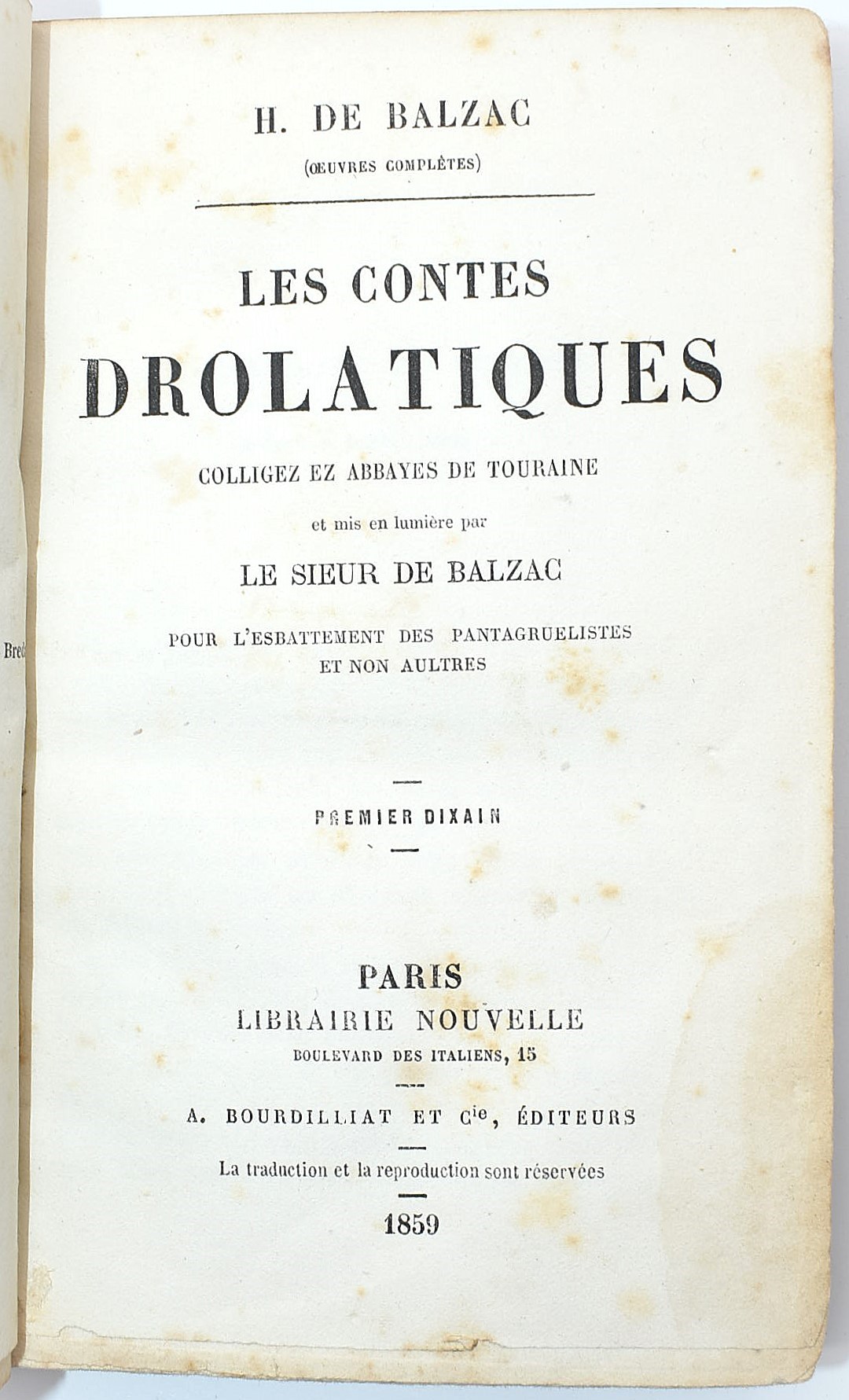 de Balzac, Honoré: Les Contes Drolatiques, 1859