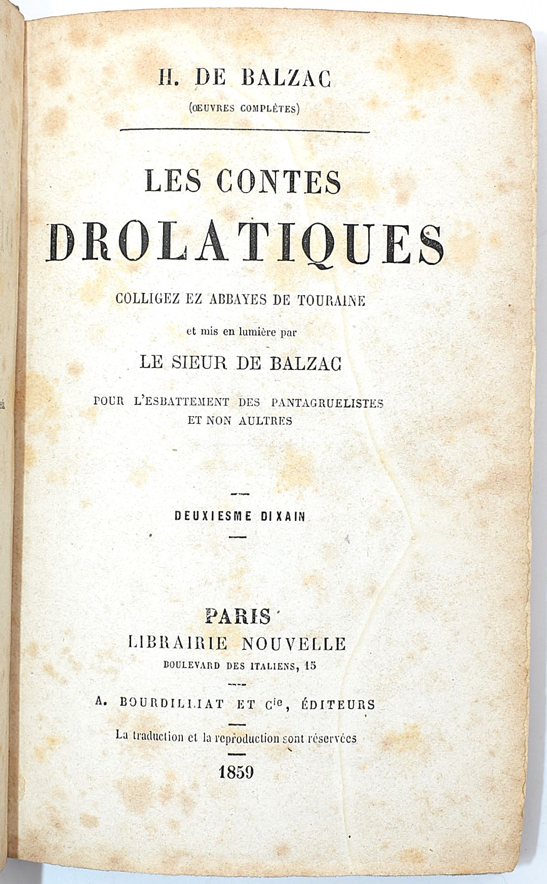 de Balzac, Honoré: Les Contes Drolatiques, 1859