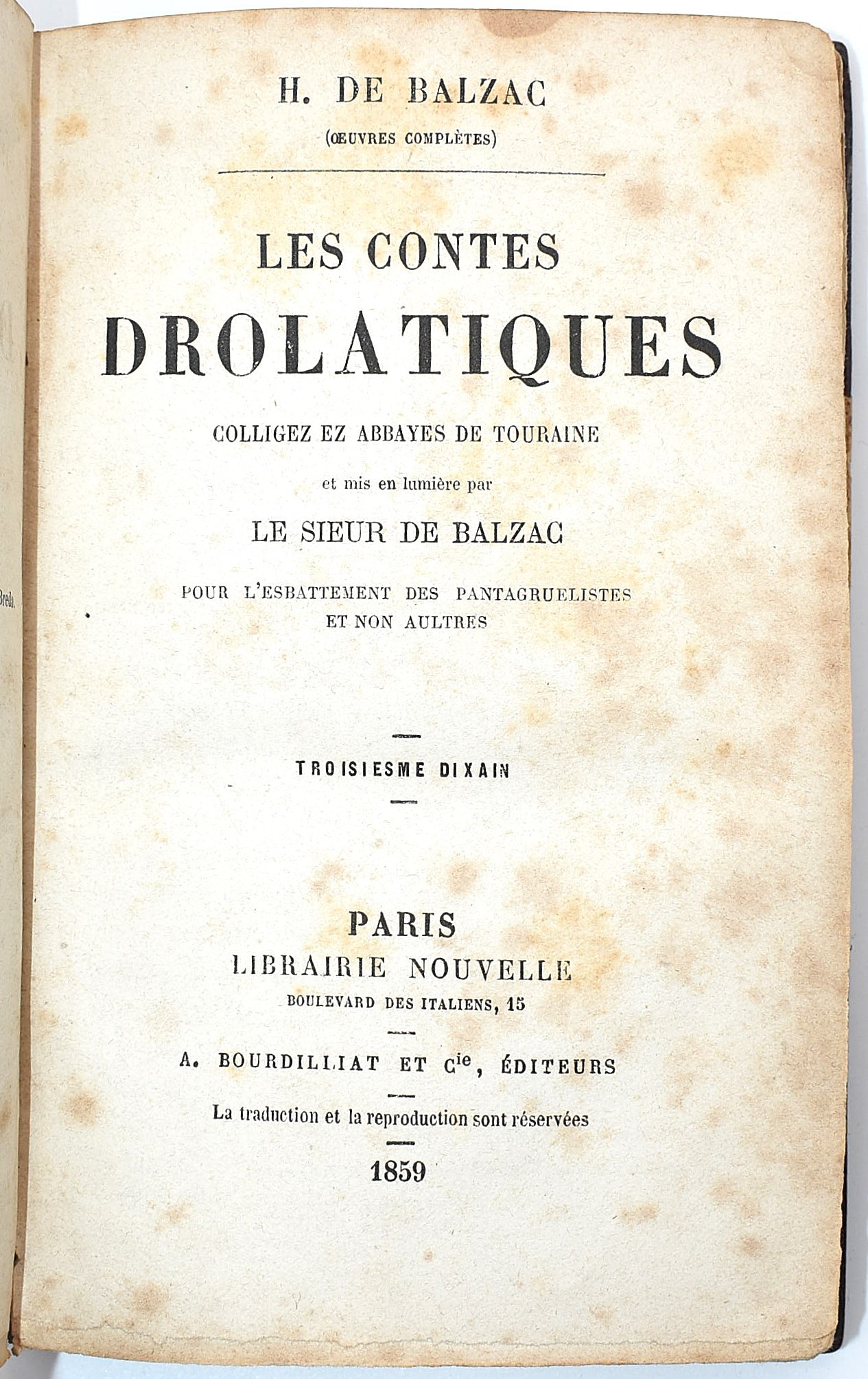 de Balzac, Honoré: Les Contes Drolatiques, 1859