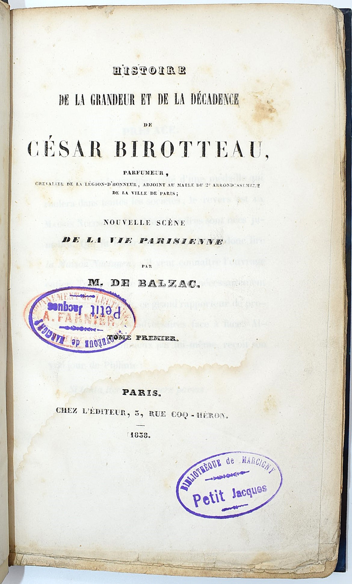de Balzac, Honoré: Histoire de la Grandeur et de la décadence de César Birotteau, 1838