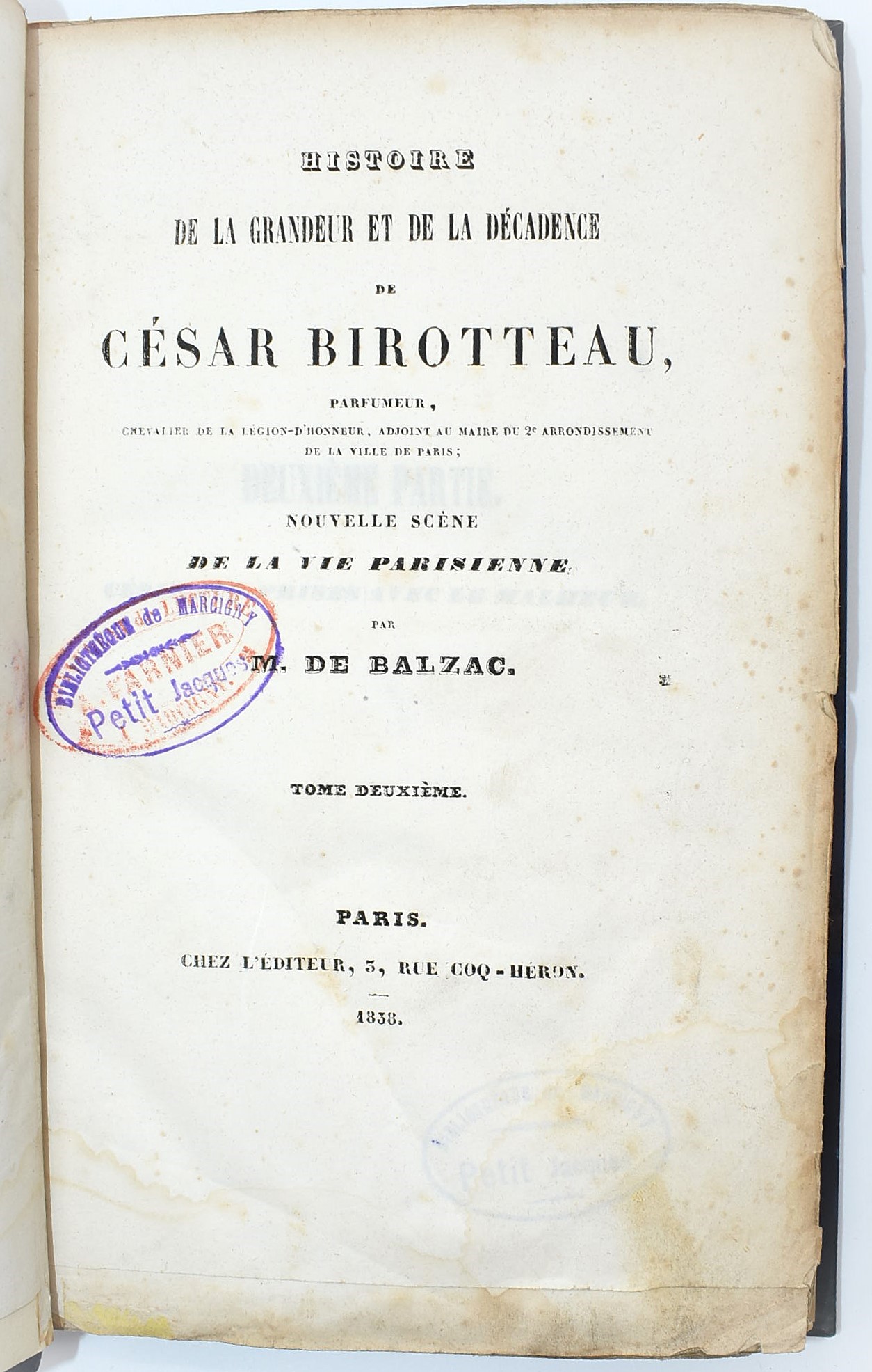 de Balzac, Honoré: Histoire de la Grandeur et de la décadence de César Birotteau, 1838