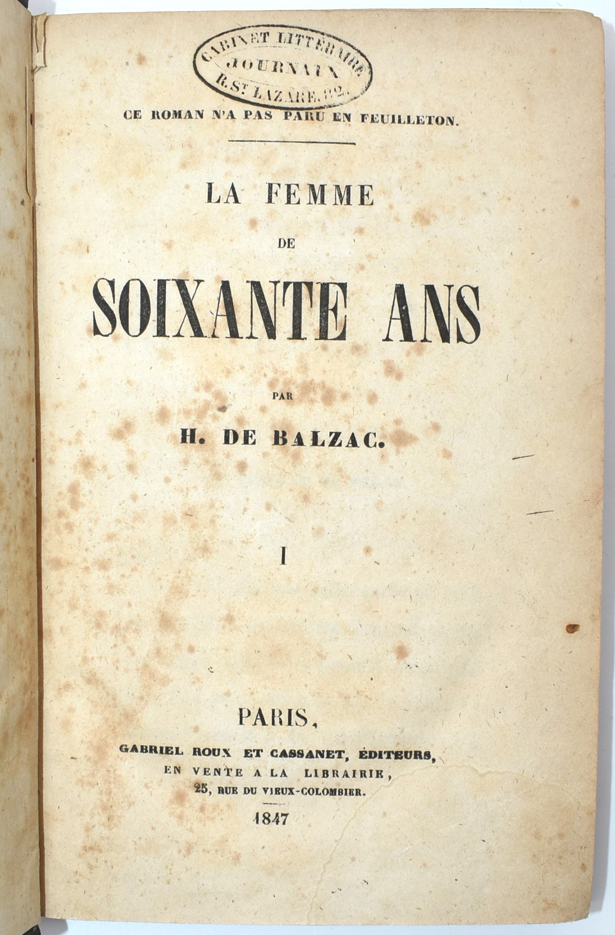 de Balzac, Honoré, La Femme de soixante ans, 1847