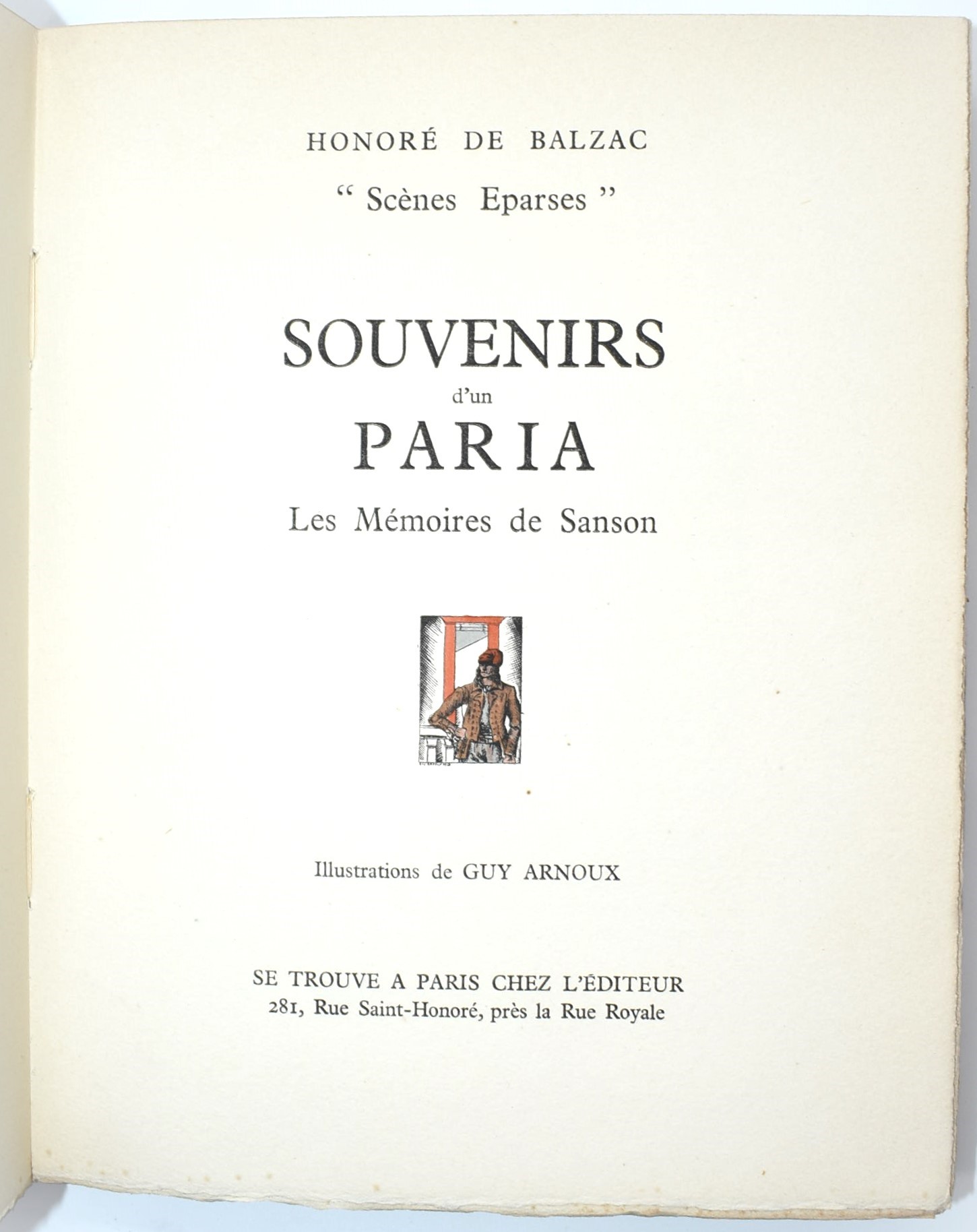 Honoré de Balzac, Souvenirs d’un Paria, edizione illustrata (tiratura limitata su papier d’Arches...