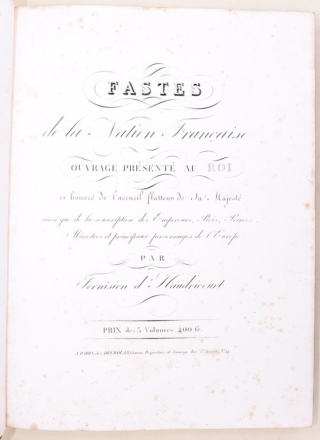 François Ternisien d’Haudricourt, Fastes de la nation française
