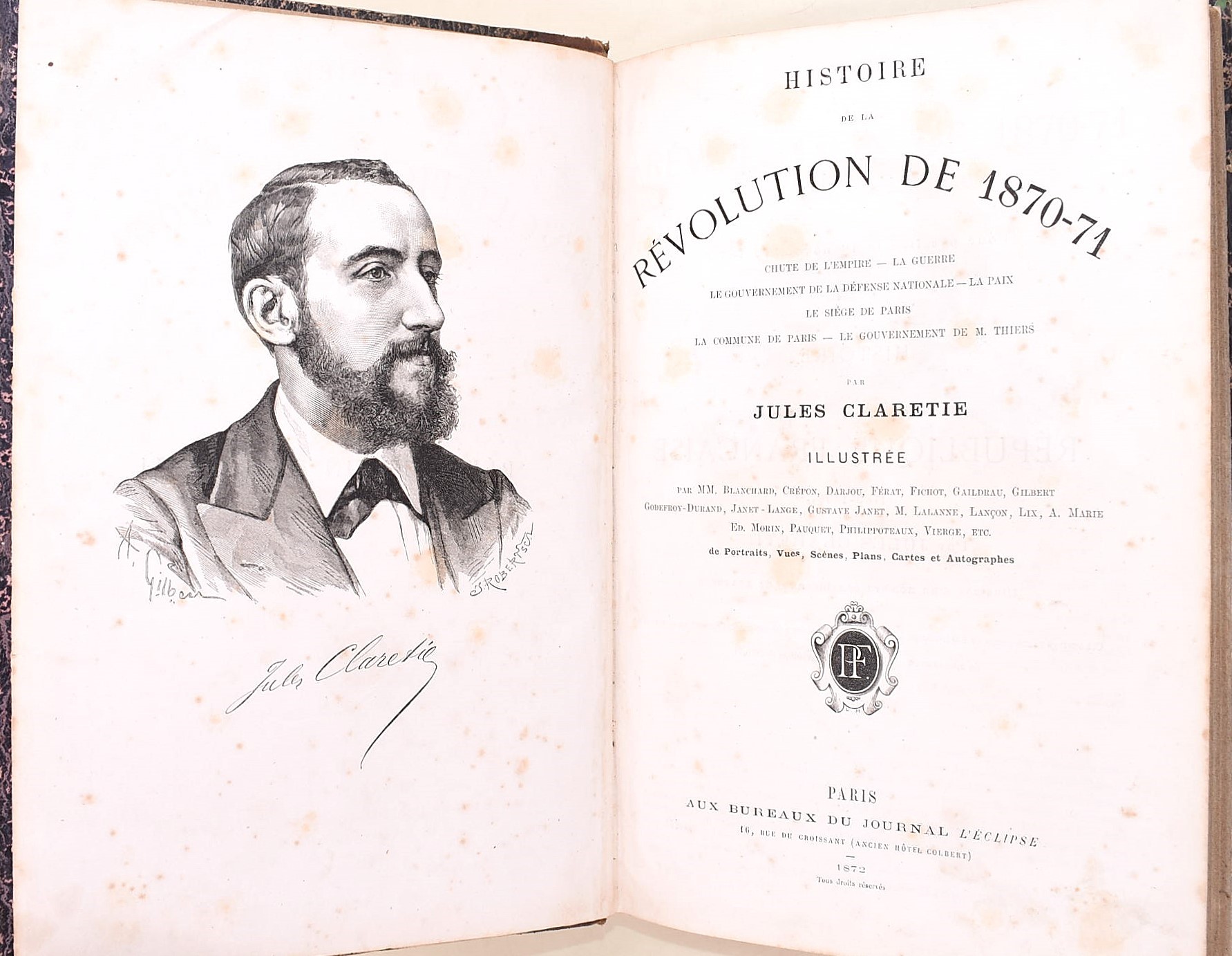 Jules Claretie, Histoire de la révolution de 1870-71 e Récits de guerre: Paris Assiégé 1870-1871 ...