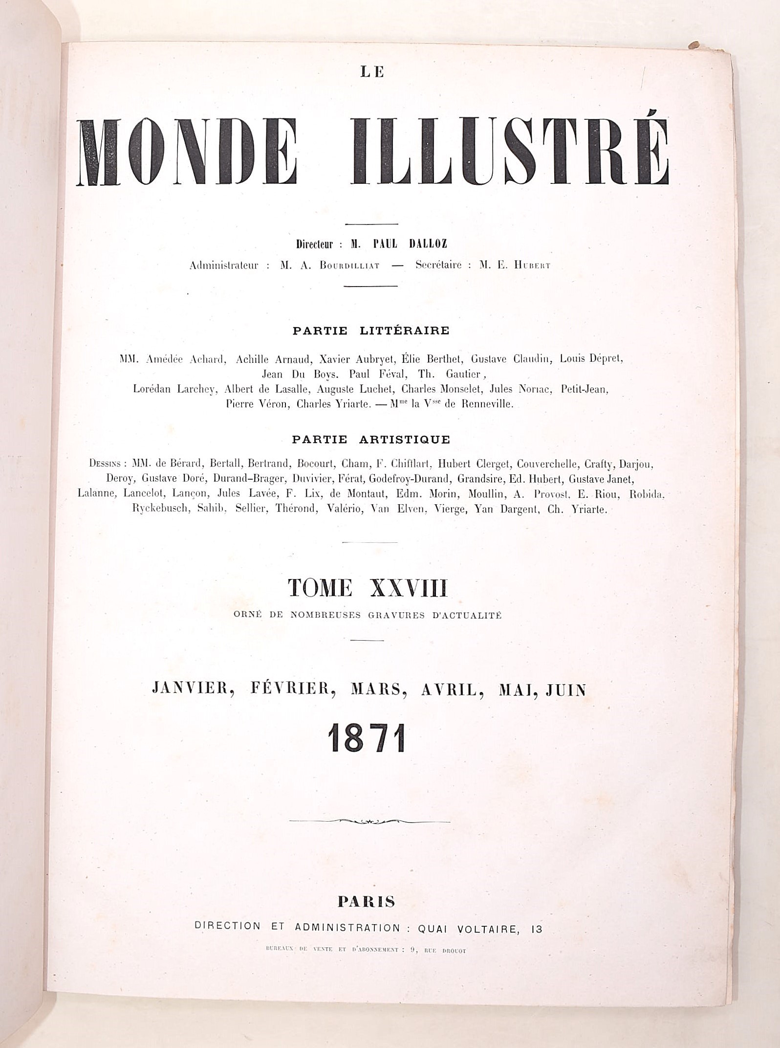 Le Monde Illustré, Tome XXVIII (1871), due volumi in quarto
