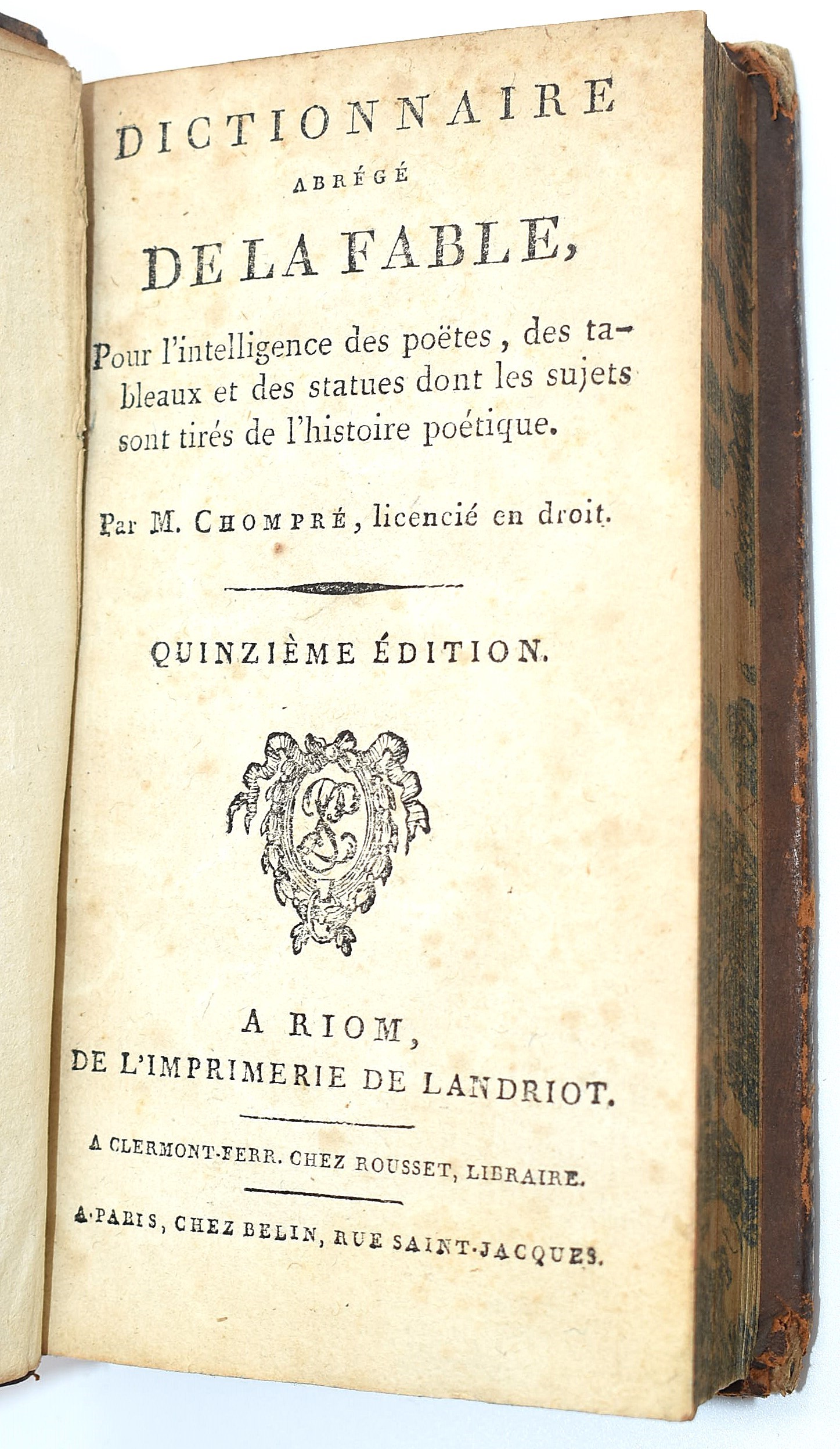 Riom, Dictionnaire abrégé de la Fable
