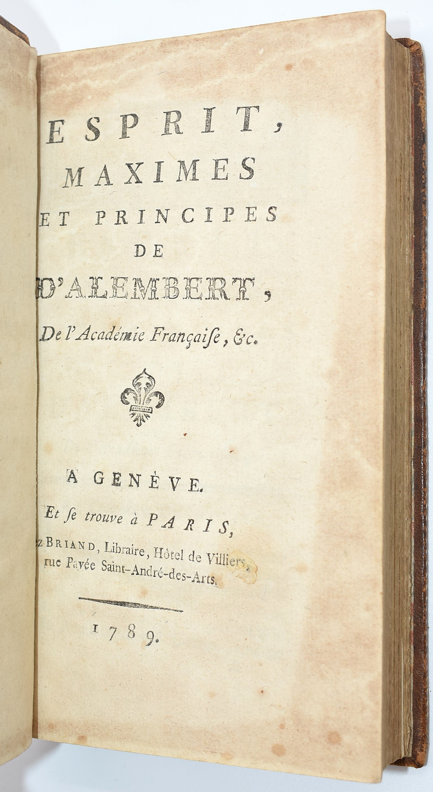 D’Alembert, Esprit, Maximes et Principes (1789)