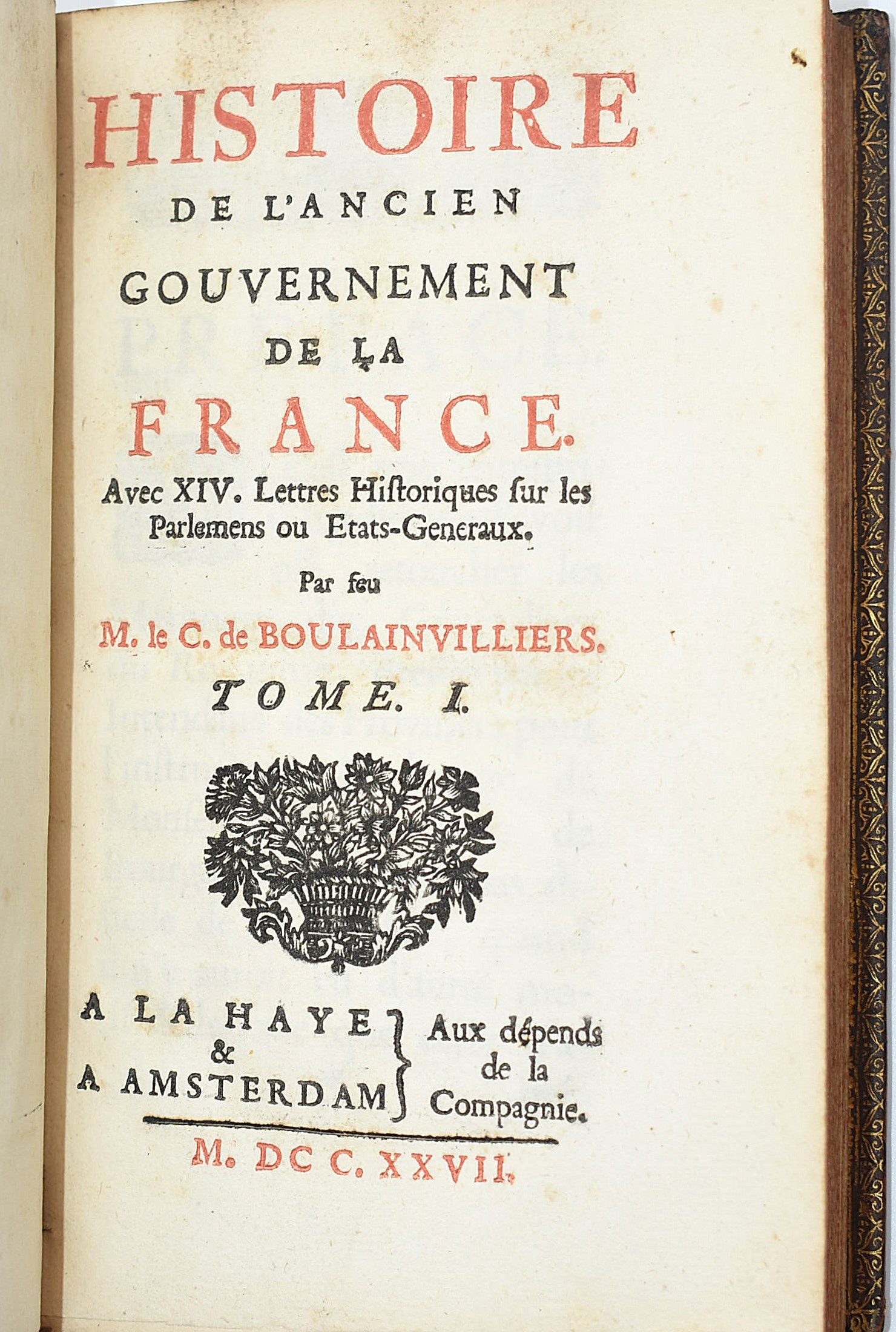 de Boulainvilliers, M. le C., Histoire de l’ancien gouvernement de la France (1727)