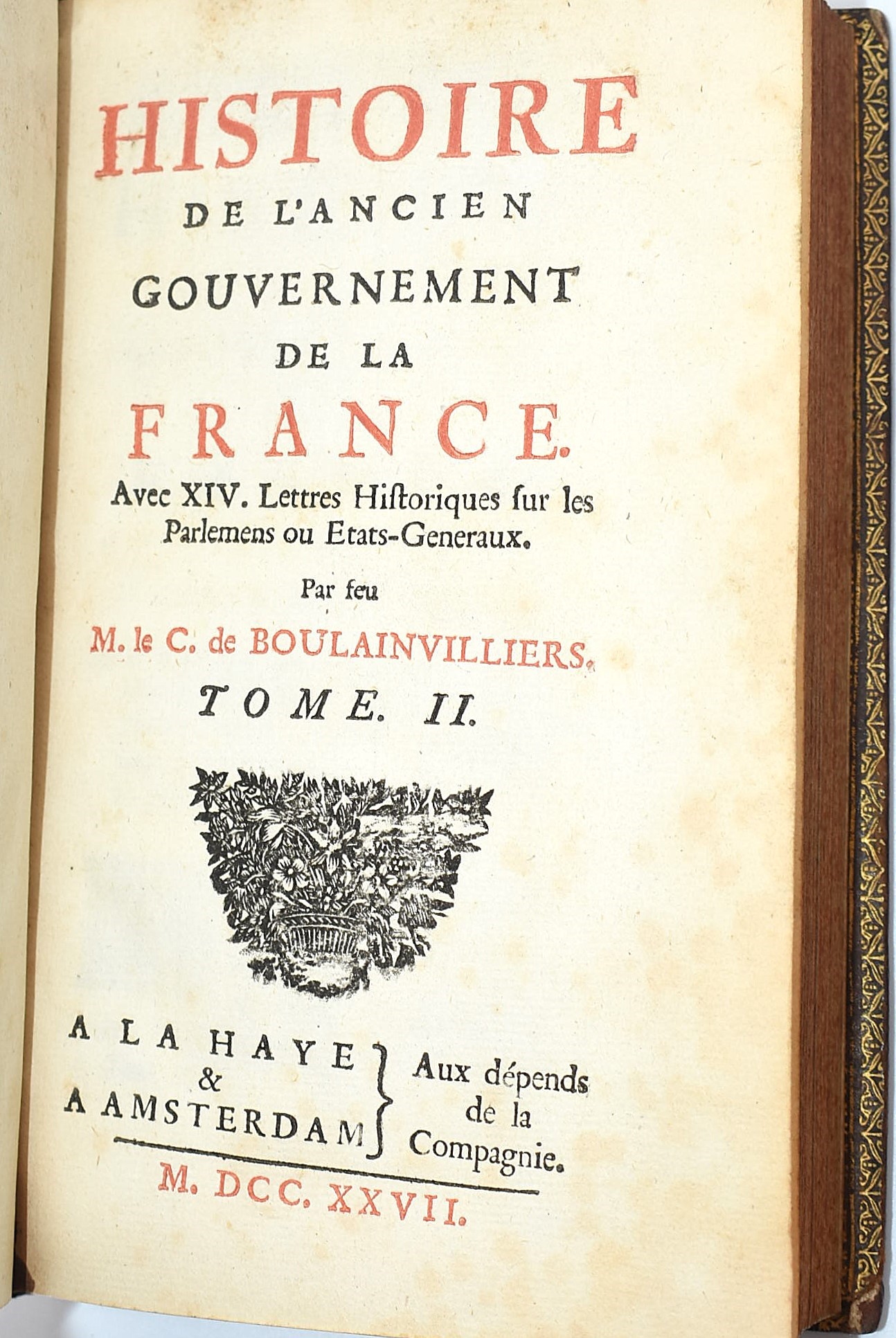 de Boulainvilliers, M. le C., Histoire de l’ancien gouvernement de la France (1727)