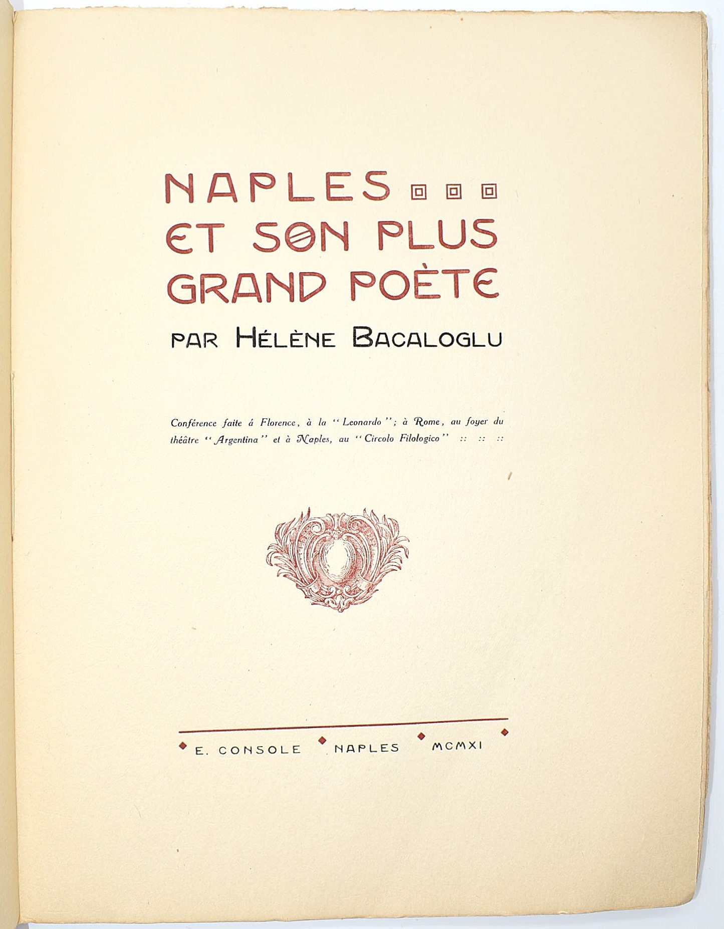 Héléne Bacaloglu, Naples et son plus grand poète