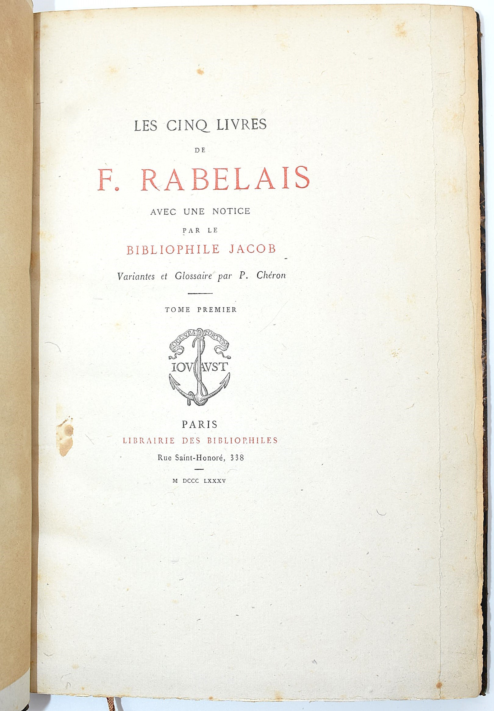 Rabelais, Les cinq livres de F. Rabelais