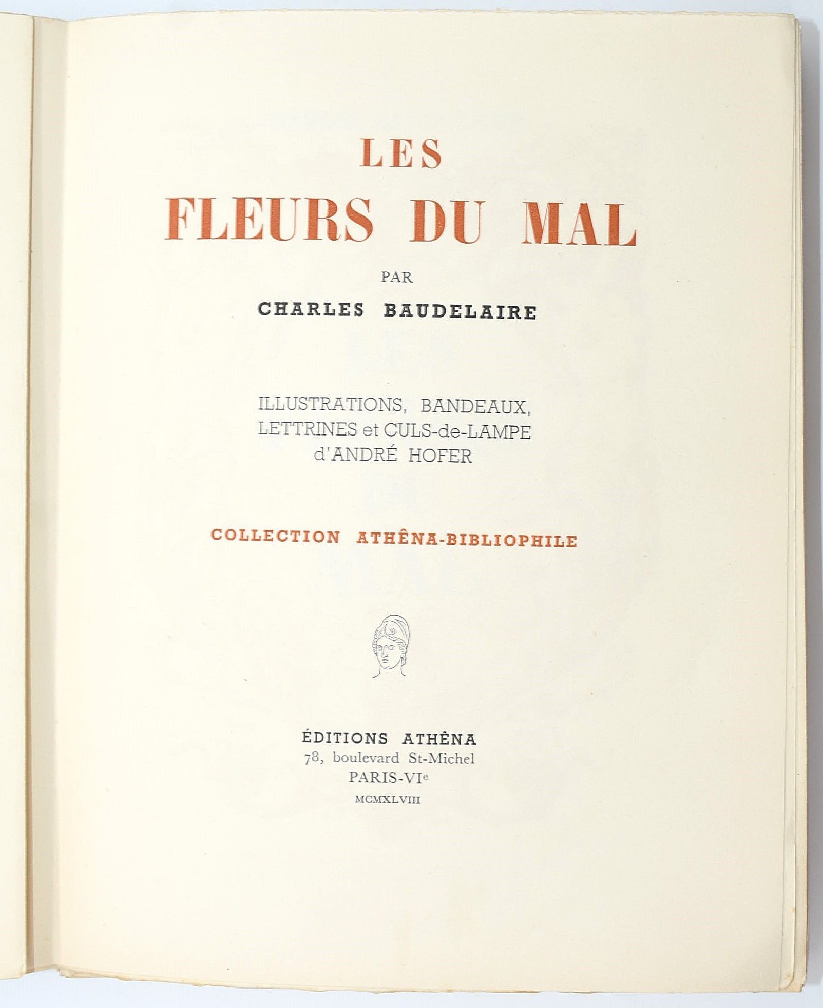 Baudelaire, Charles: Les Fleurs du Mal, 1948. Edizione limitata in-8°