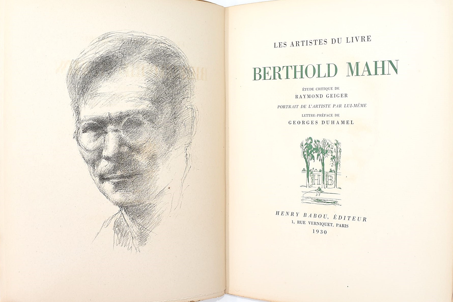 Berthold Mahn, Les artistes du livre. Lettera autografa e firmata (esemplare n. 659), 1930