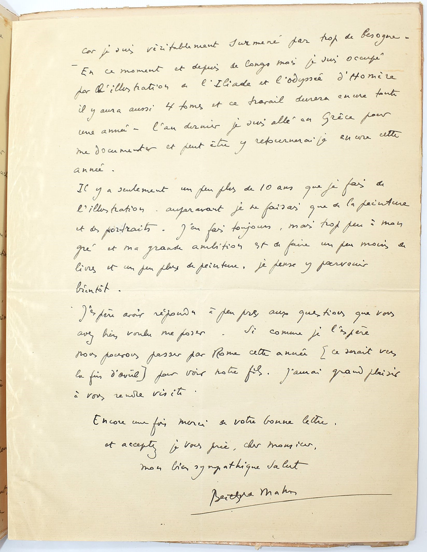 Berthold Mahn, Les artistes du livre. Lettera autografa e firmata (esemplare n. 659), 1930