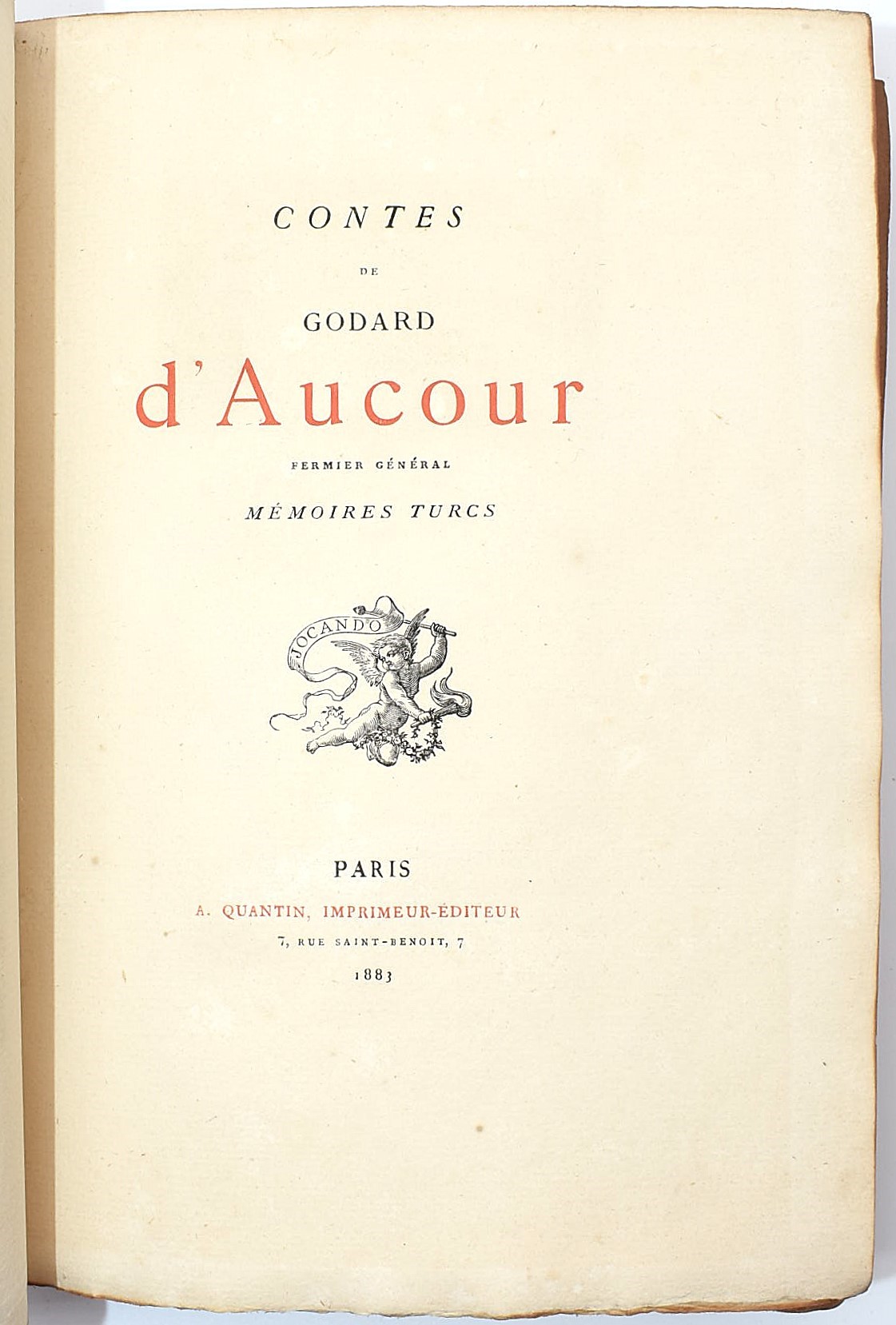 D’Aucour, Contes de Godard—Aucour, Mémoires turcs, 1883