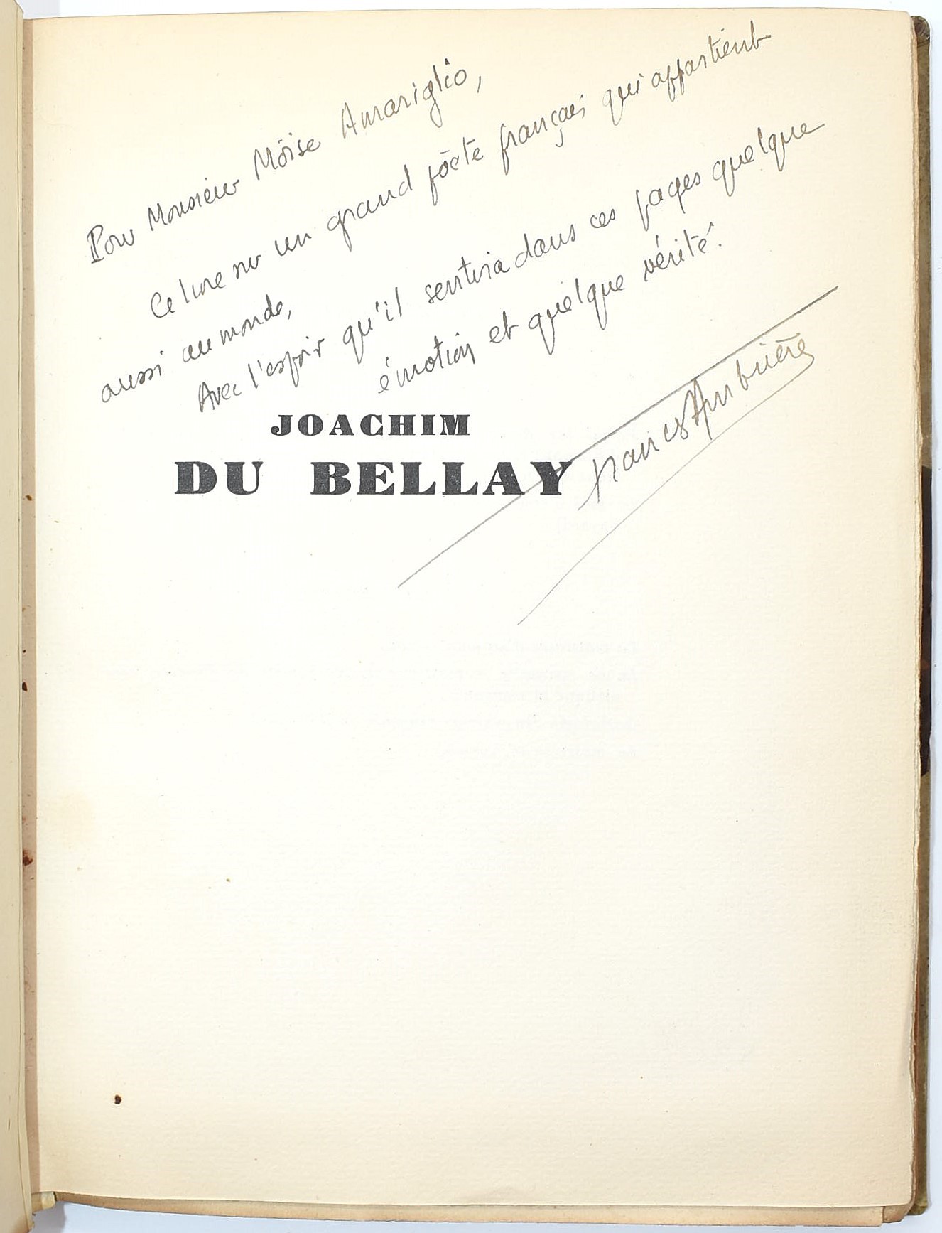 Ambrière, Francis, Joachim Du Bellay (edizione limitata con dedica autografa), 1930