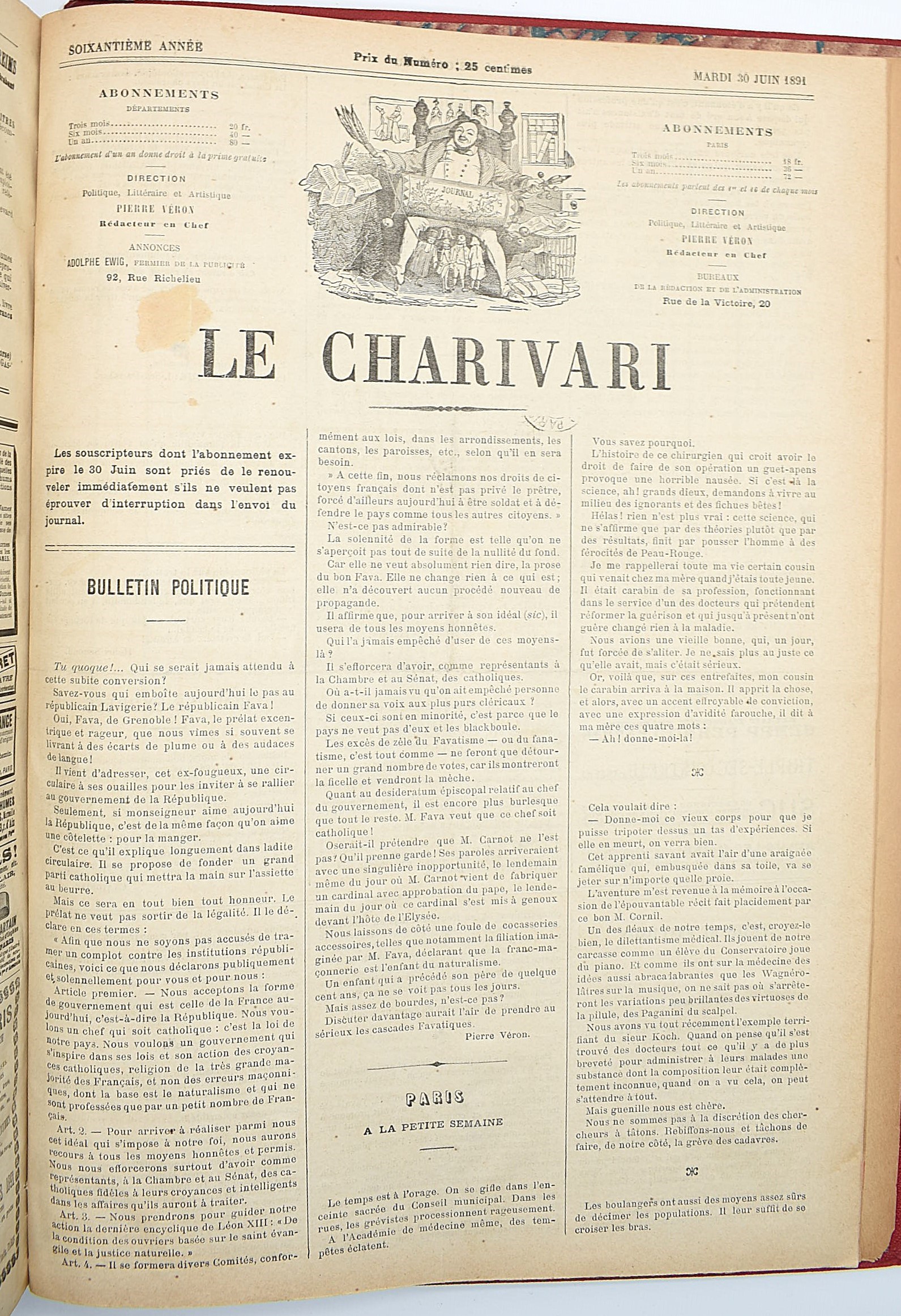 Pierre Véron (diretto da), Le Charivari, raccolta di numeri del 1891